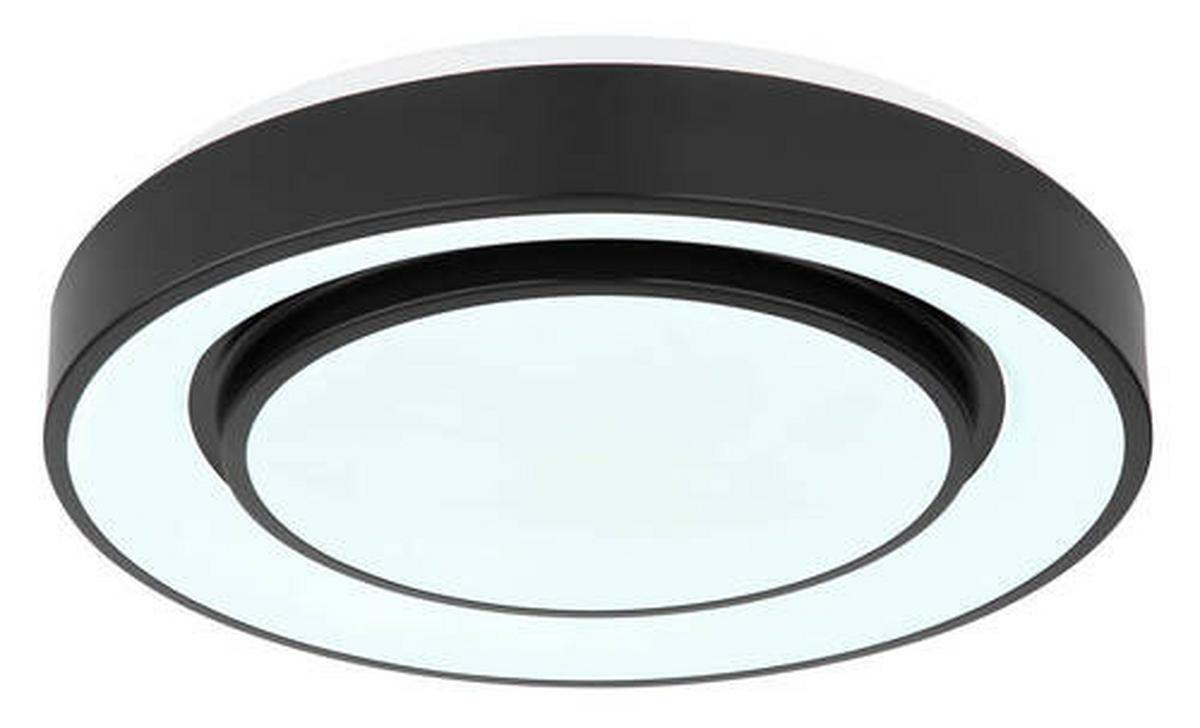 LED-Deckenleuchte Sully Ø 38 cm mit Memory-Funktion - Opal/Schwarz, Design, Kunststoff/Metall (38/7.5cm) - Globo