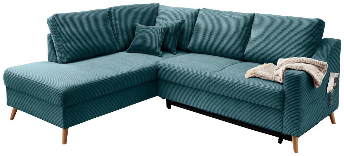 Ecksofa Valentina Petrol S: 200x230 Cm - Petrol/Naturfarben, MODERN, Textil (200/230cm) - Livetastic