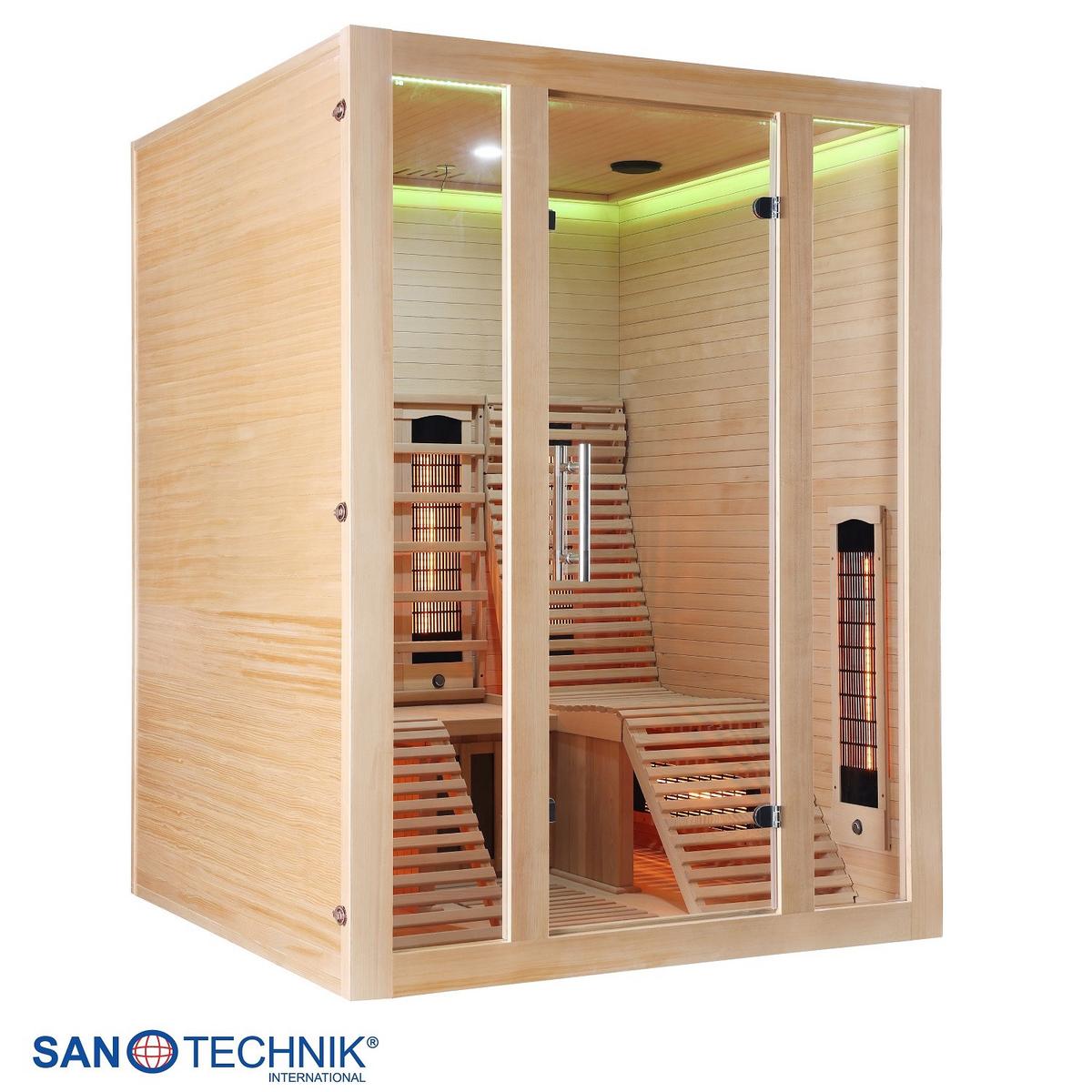 Infrarotkabine 2 Personen BHT: 150x200x150 cm + Glastür - Braun, Basics, Holz (150/200/150cm) - Sanotechnik