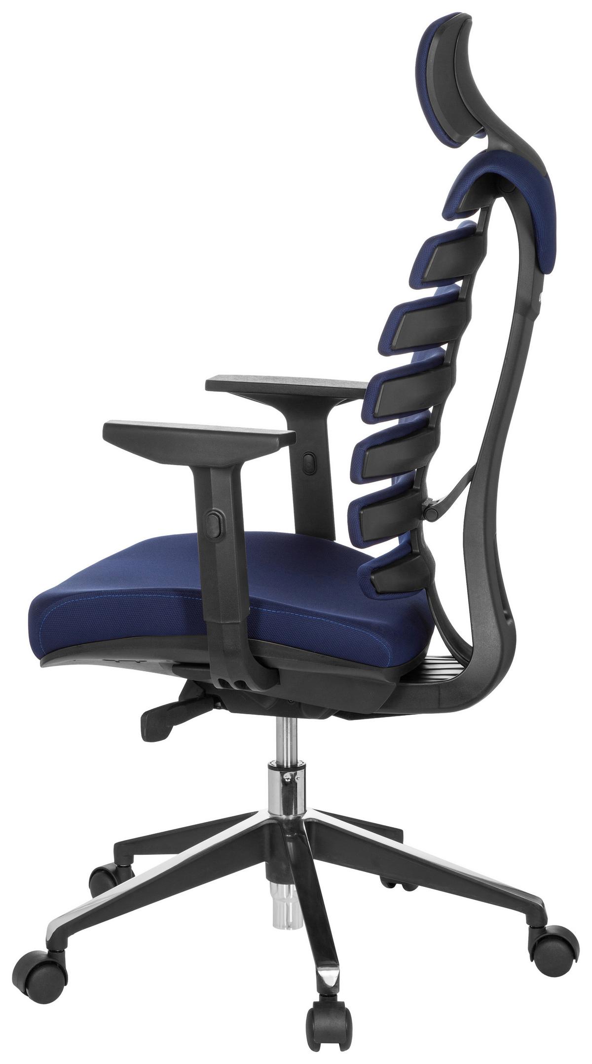 Drehstuhl Ergo Line II Pro Blau/Schwarz - Blau/Alufarben, MODERN, Kunststoff/Textil (65/131/53cm) - MID.YOU