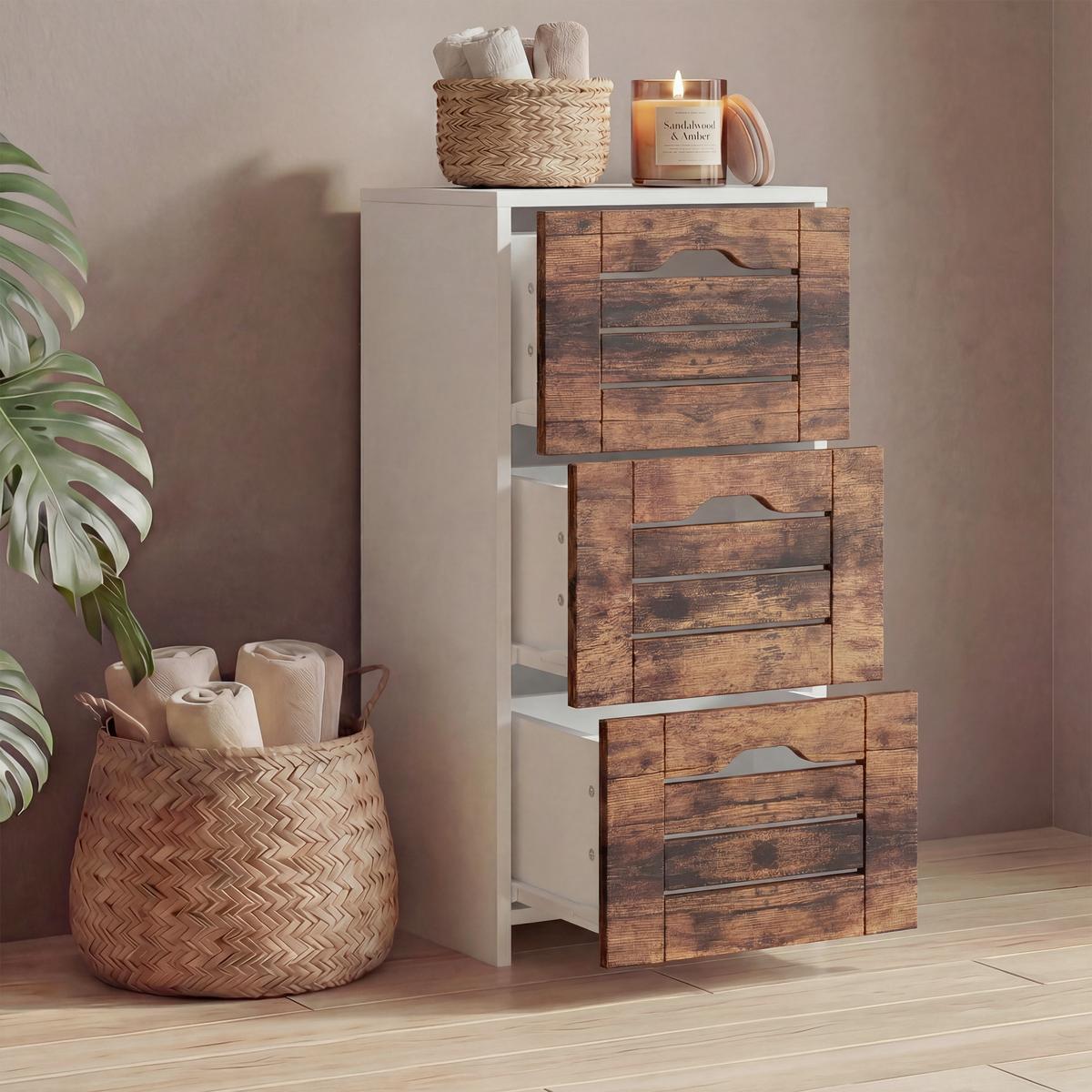 Midischrank Flonali Weiß/Eichefarben B: 38cm - Eichefarben/Weiß, Trend, Holzwerkstoff (38/76/28cm) - MID.YOU