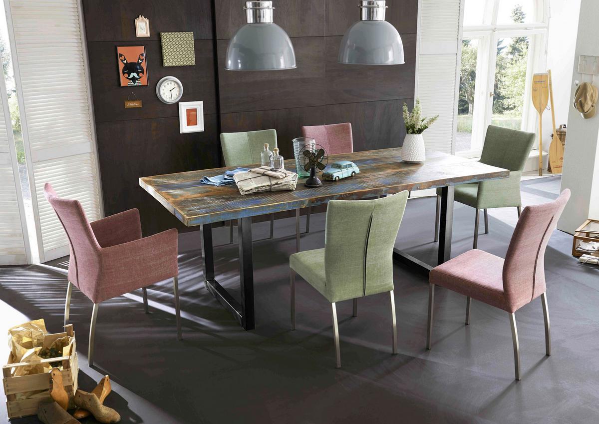 ESSTISCH Multicolor/Schwarz L: 160cm - Multicolor/Schwarz, MODERN, Holz/Metall (160/85/76,5cm) - MID.YOU
