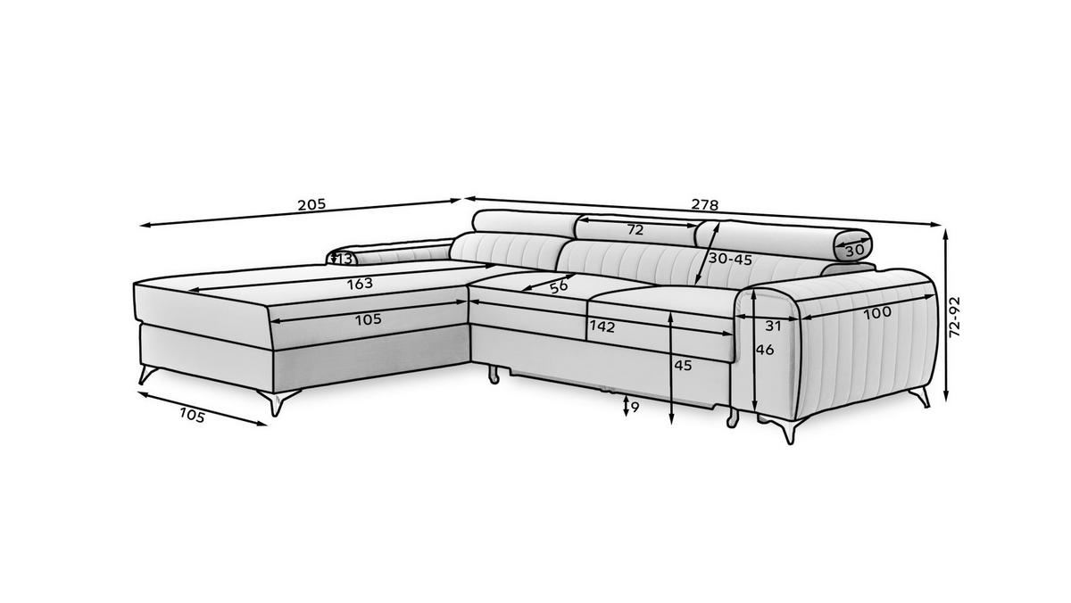 Ecksofa Grayson Beige S: 278x205 Cm - Beige/Silberfarben, Design, Textil (278/205cm) - MID.YOU