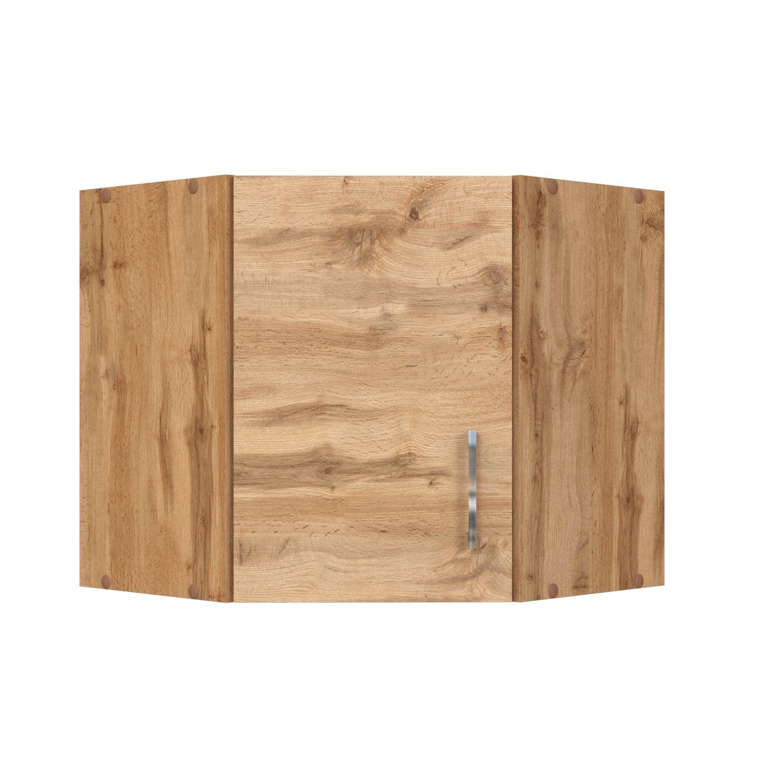 Eckoberschrank Chic B: 60 cm Eichef. 1 Drehtür + Bügelgriff - Eiche Wotan, MODERN, Holzwerkstoff (60/57/60cm) - Held