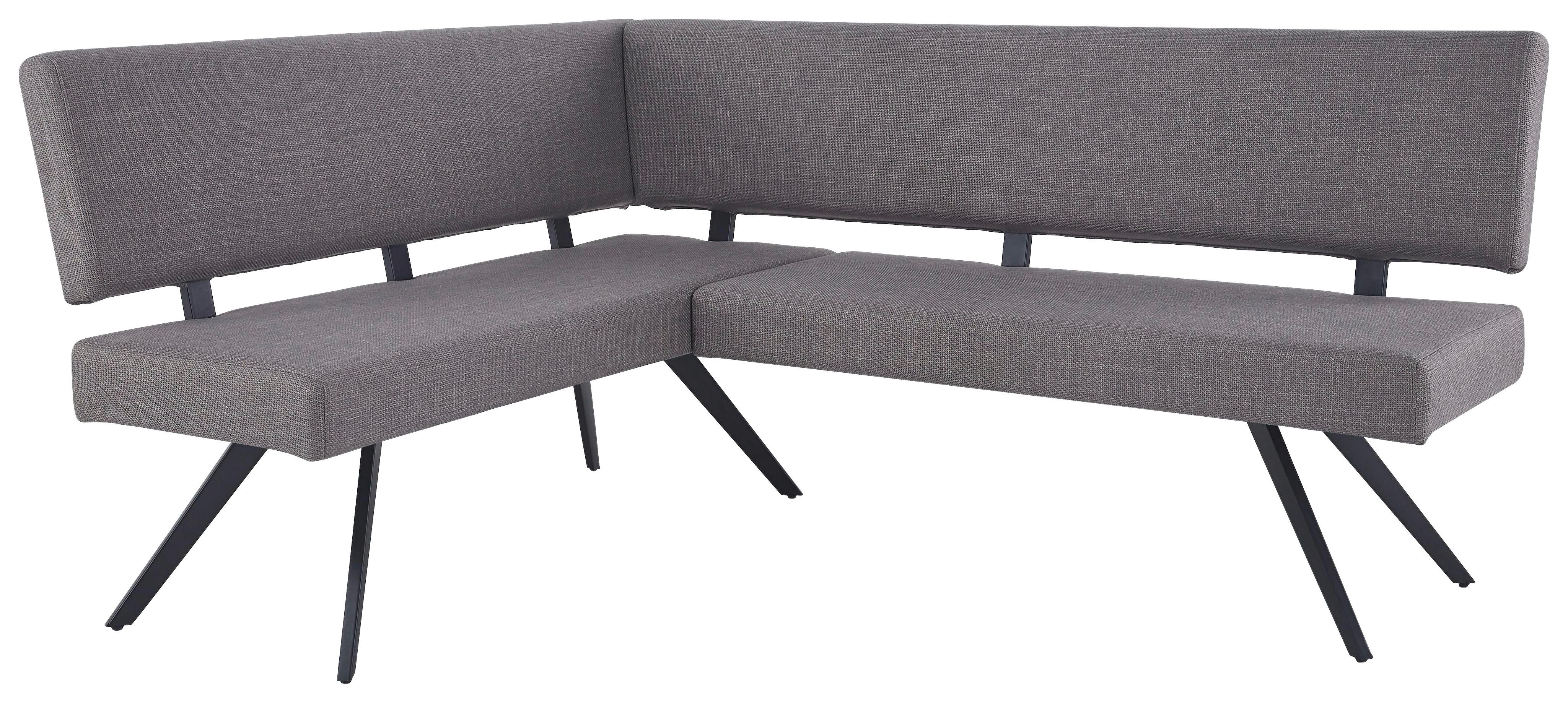 Eckbank Andros Hellgrau, S: 150x190 cm - Hellgrau/Schwarz, KONVENTIONELL, Textil/Metall (150/190cm) - MID.YOU