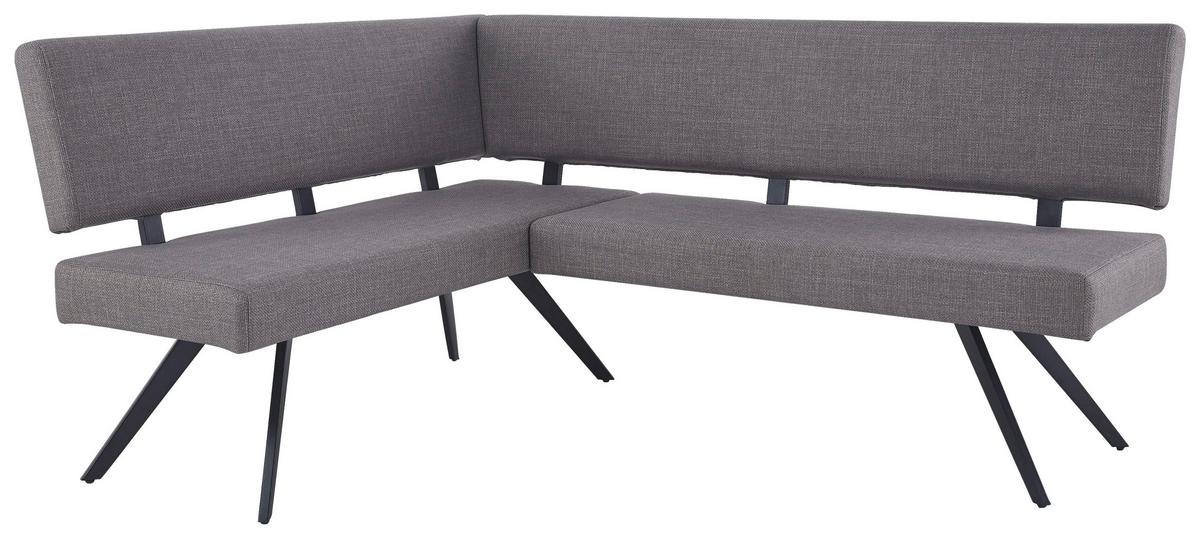 Eckbank Andros Hellgrau, S: 150x190 cm - Hellgrau/Schwarz, KONVENTIONELL, Textil/Metall (150/190cm) - MID.YOU