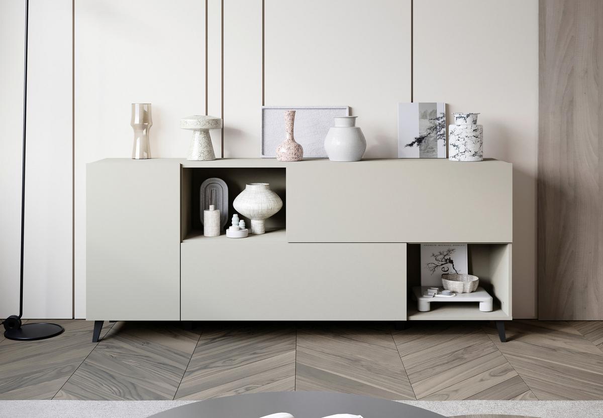 ŠIROKÁ KOMODA PHUKET SIDEBOARD 181 - čierna/kašmírová, Design, kompozitné drevo/plast (180/76/39cm) - P & B