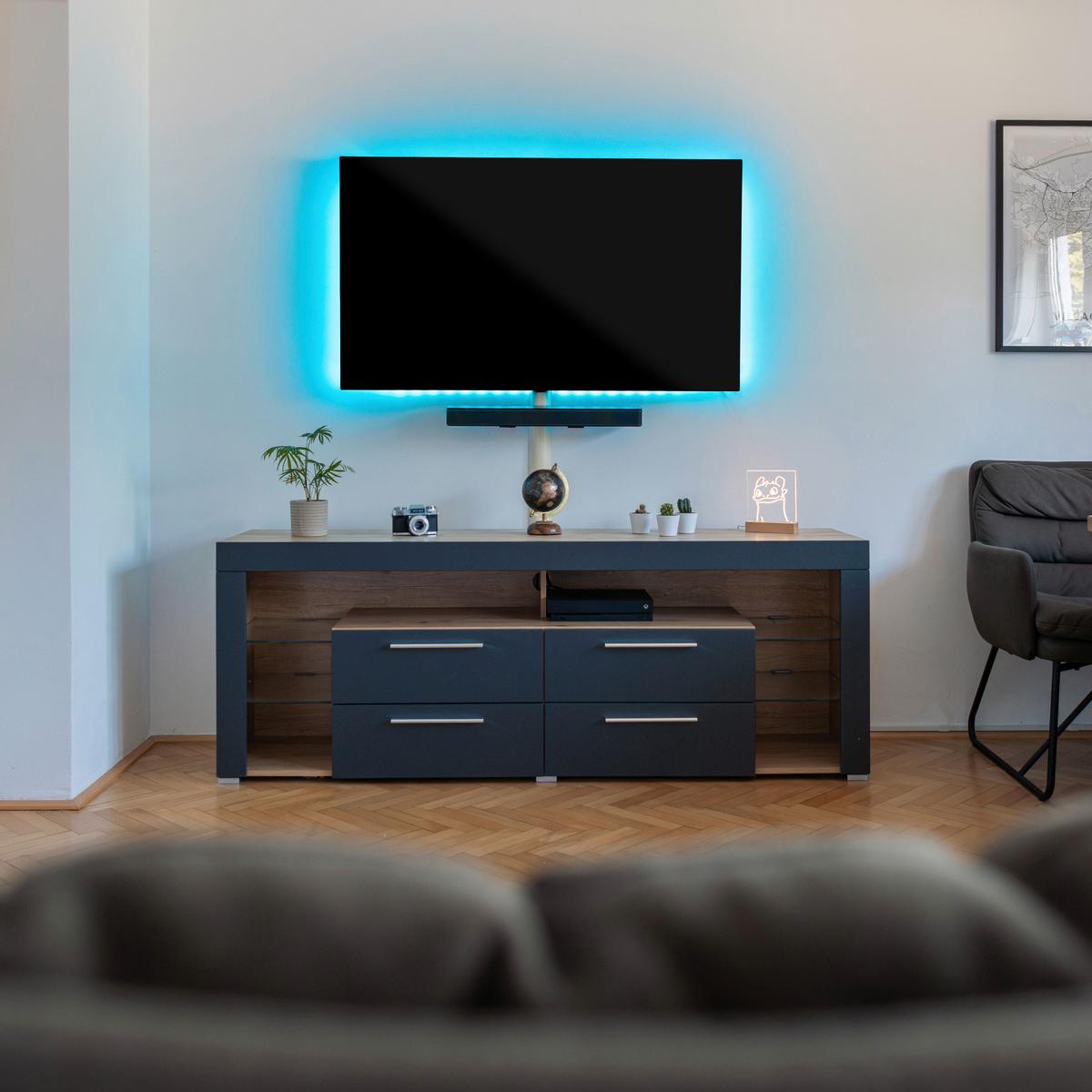 Led Díszlámpa Thore Kb. 300cm - fekete/fehér, Modern, műanyag (300cm) - Luca Bessoni