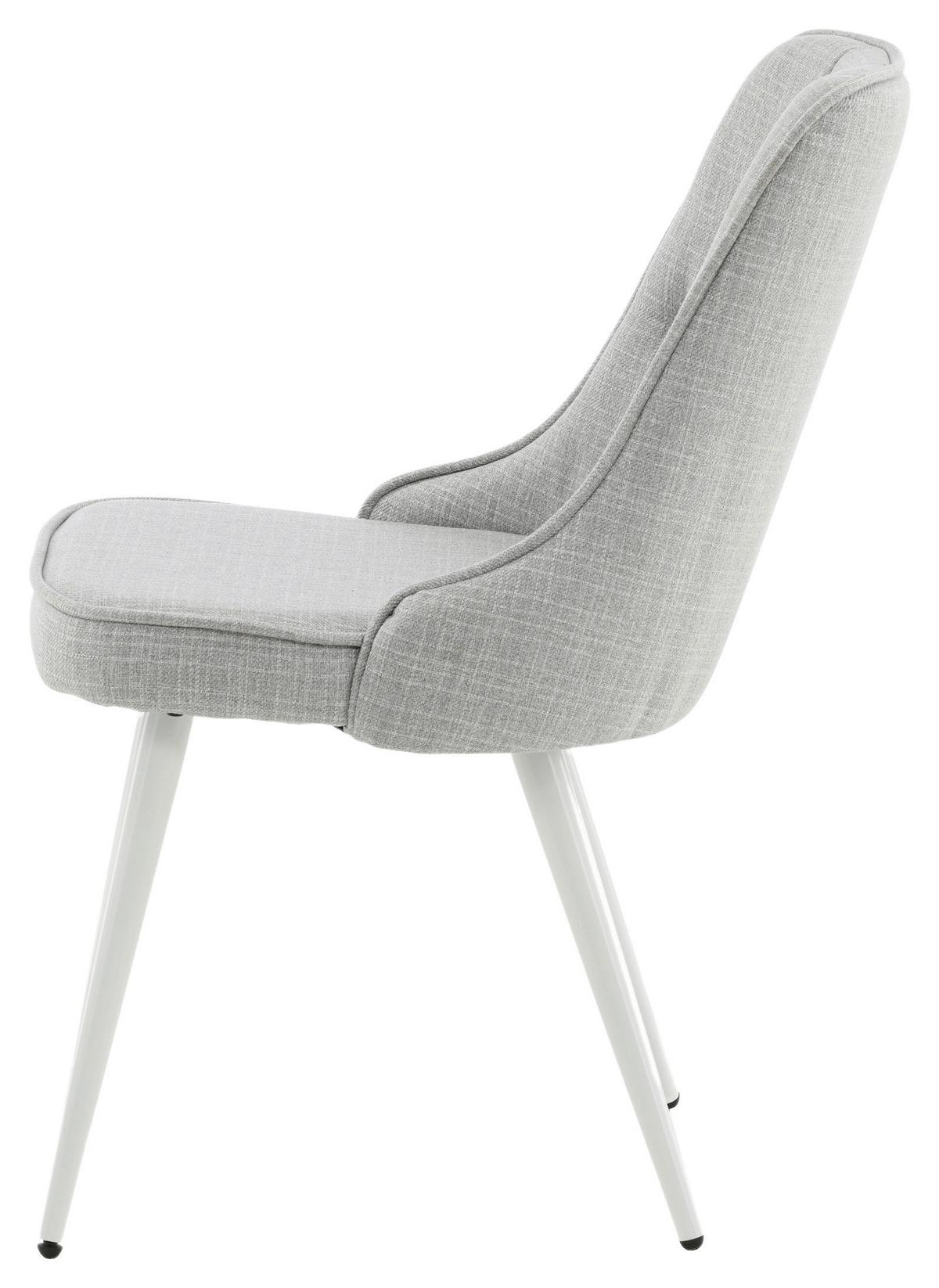 Stuhl-Set Velvet Deluxe - Hellgrau/Weiß, Design, Kunststoff/Textil (50/88.5/66cm) - Livetastic