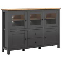 Sideboard 186 cm Graphitfarben Eiche Artisan Dekor - Graphitfarben/Eiche Artisan, Design, Glas/Holzwerkstoff (186/126/44cm)
