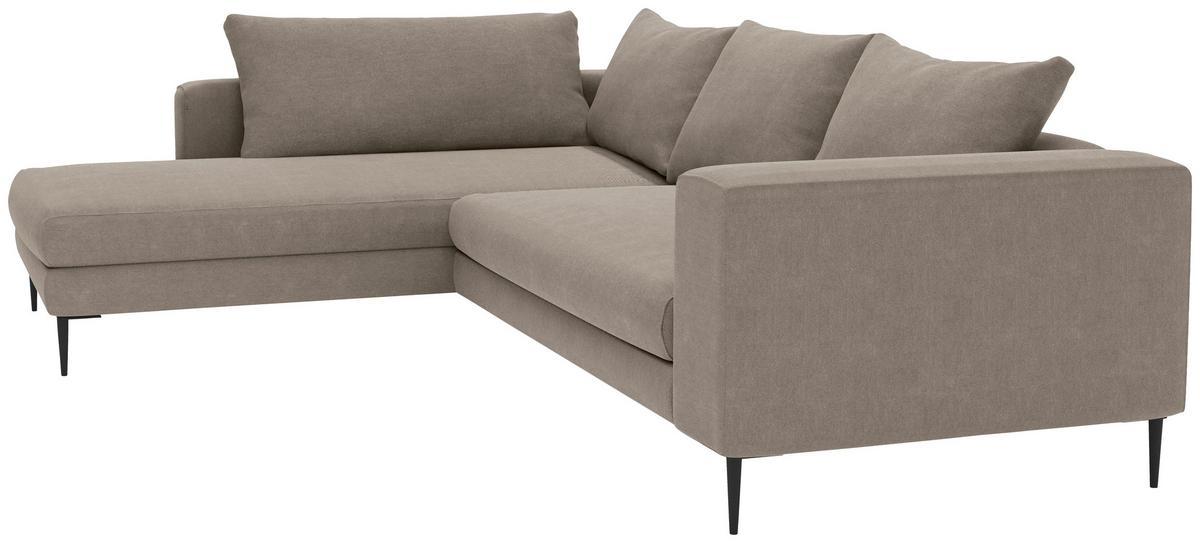 Ecksofa Aurora II - Taupe/Schwarz, MODERN, Textil (210/295cm) - Trendmanufaktur