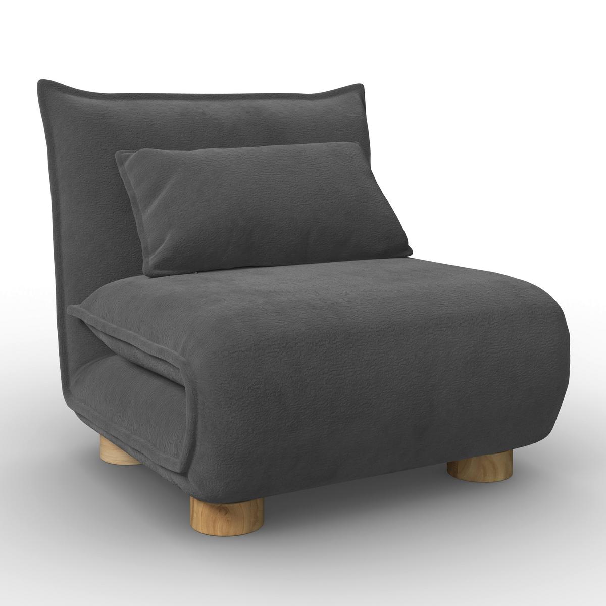 Rozkladacie kreslo BELLA, tmavosivá, max. 120 kg - prírodná farba/tmavosivá, Modern, kov/drevo (85/76/84cm) - Bessagi Home