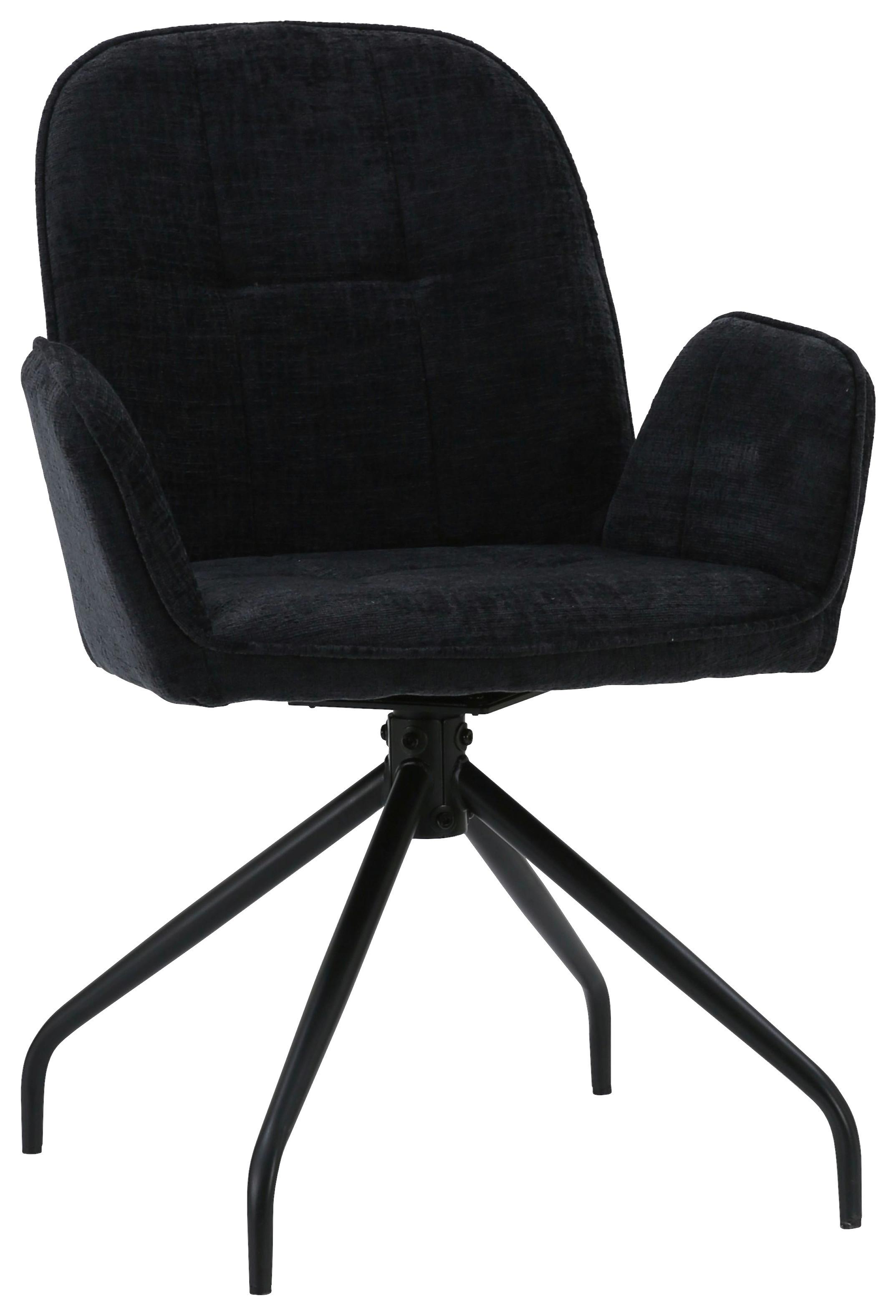 Armlehnstuhl Fria Giga Webstoff dunkelgrau, B: 59cm - Dunkelgrau/Schwarz, KONVENTIONELL, Textil/Metall (59/86/62cm)