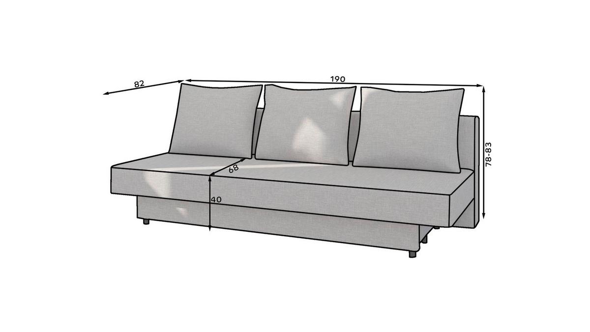 Schlafsofa Amaza Dunkelgrau, B: 190 cm - Anthrazit/Schwarz, Design, Textil (190/83/82cm) - MID.YOU
