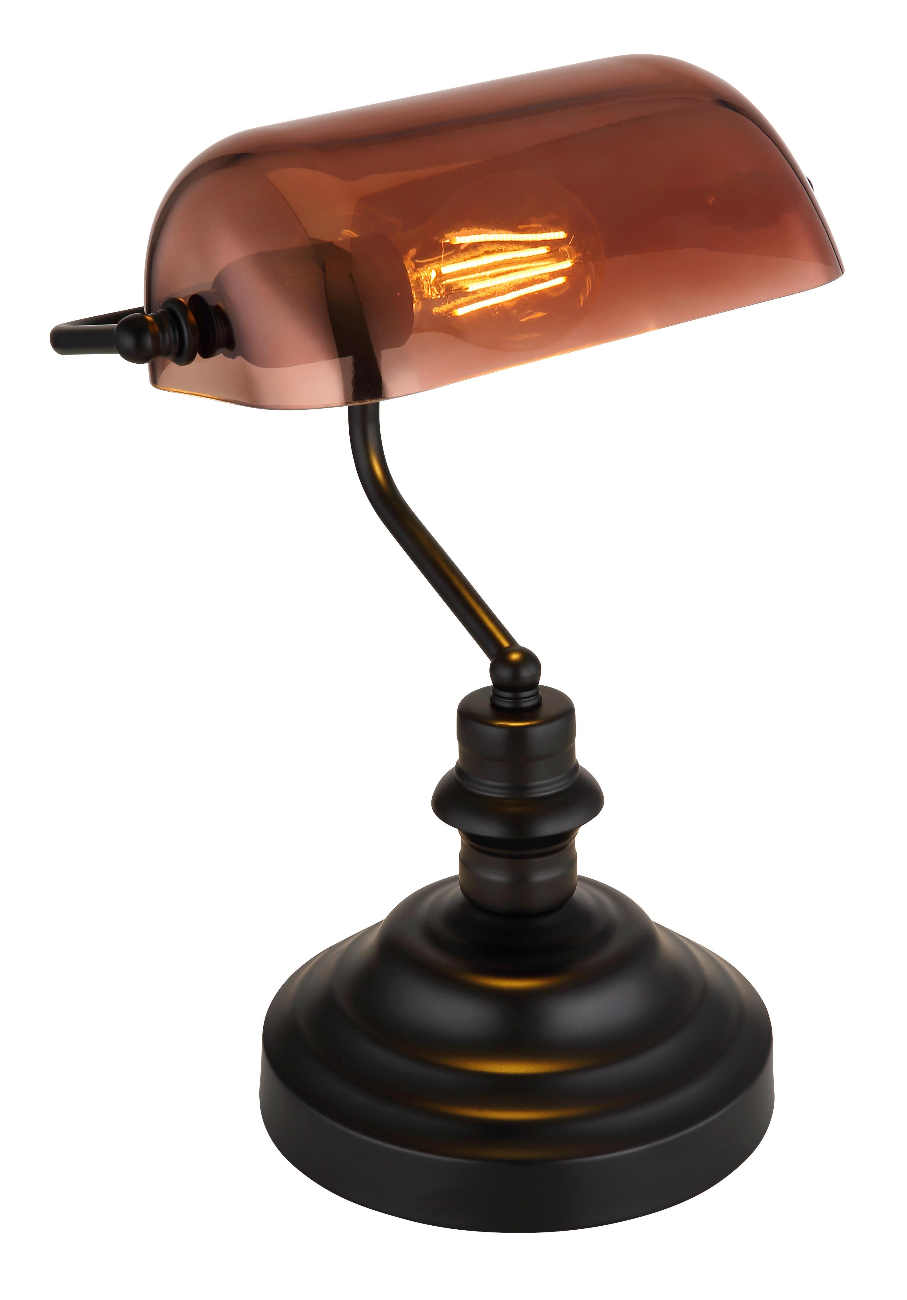 Tischleuchte 2491c - Klar/Kupferfarben, KONVENTIONELL, Glas/Metall (25/19/36cm) - Globo