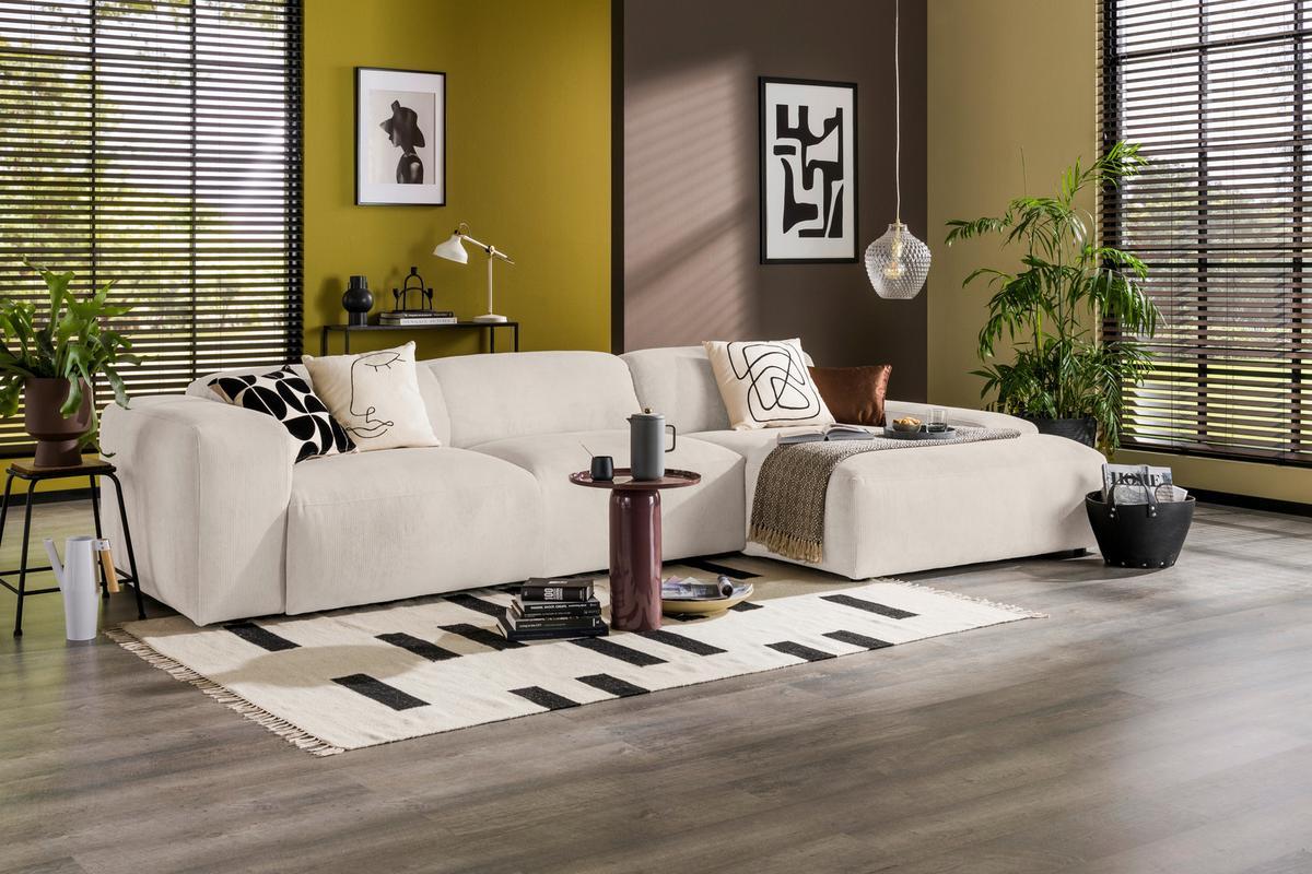 Ecksofa Hannah Creme 343x170 Cm - Creme/Schwarz, Design, Textil (343/170cm) - MID.YOU