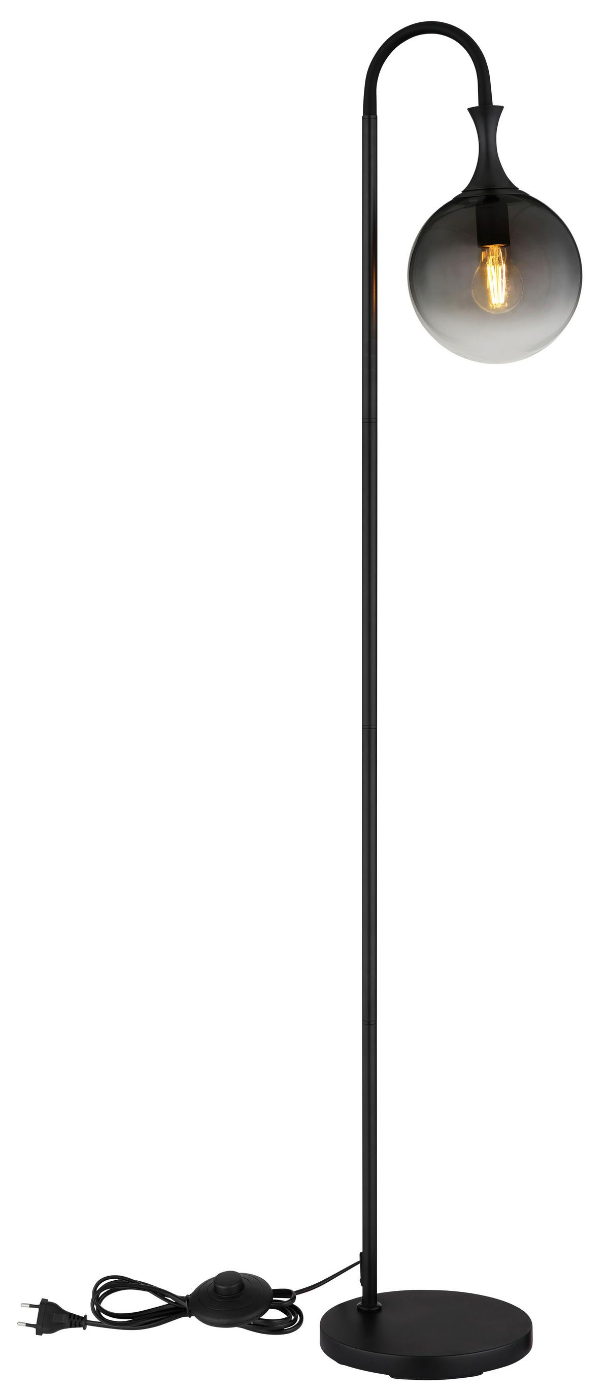 Stehleuchte 15885s - Schwarz/Grau, Design, Glas/Metall (29/25/152cm) - Globo