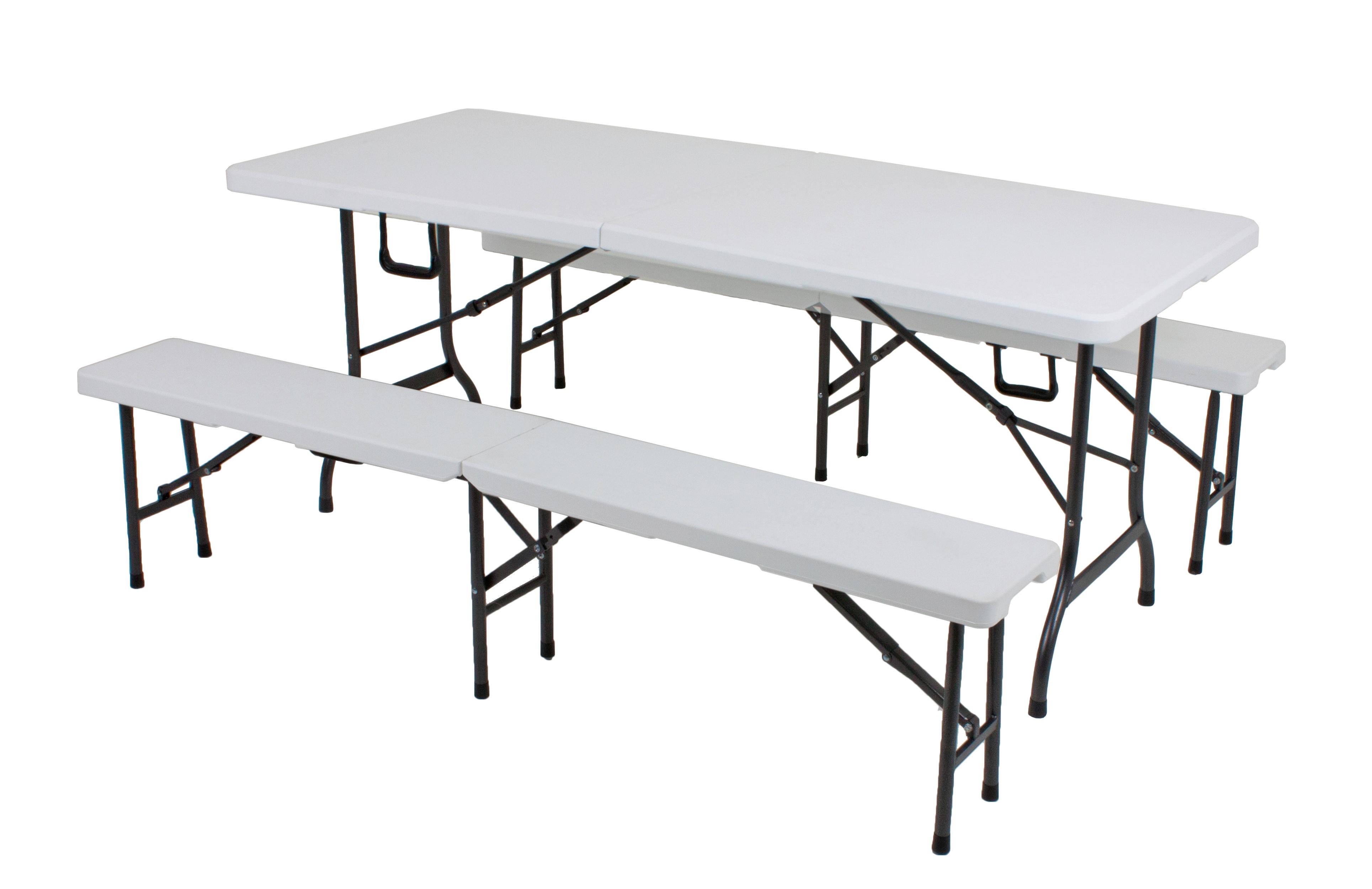 Biertischgarnitur Mufaro - Schwarz/Weiß, Basics, Kunststoff/Metall - Gardenson