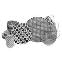 Kombiservice 19738 - Schwarz/Weiß, Basics, Keramik - Creatable