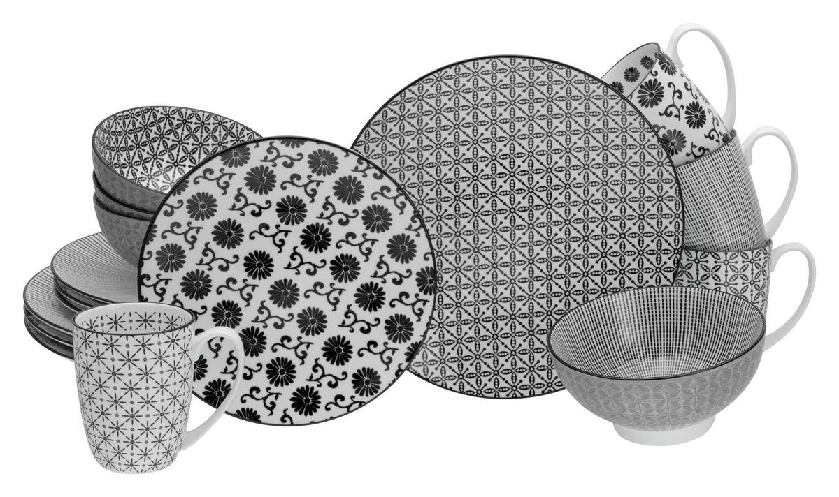 Kombiservice 19738 - Schwarz/Weiß, Basics, Keramik - Creatable