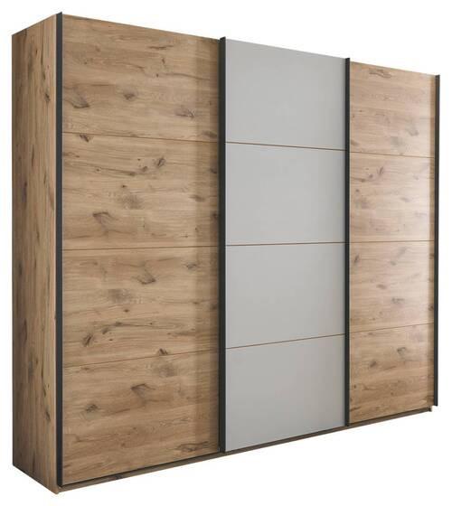Schwebetürenschrank B: 270 Cm Preda Grau/eiche Dekor - Eichefarben/Grau, Basics, Holzwerkstoff (270/226/60cm) - MID.YOU