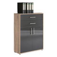 Aktenschrank Eiche Dekor /Anthrazit B: 84,5 cm - Anthrazit Hochglanz/Sonoma Eiche, MODERN, Holzwerkstoff (84,5/114/33cm) - MID.YOU