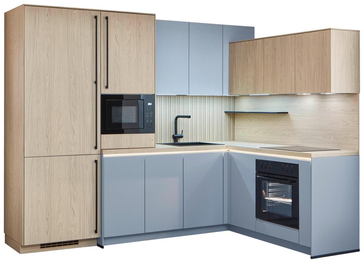 Eckküche Sidney/singapur - Sandfarben/Blau, Basics, Holzwerkstoff (288/185cm) - Vertico
