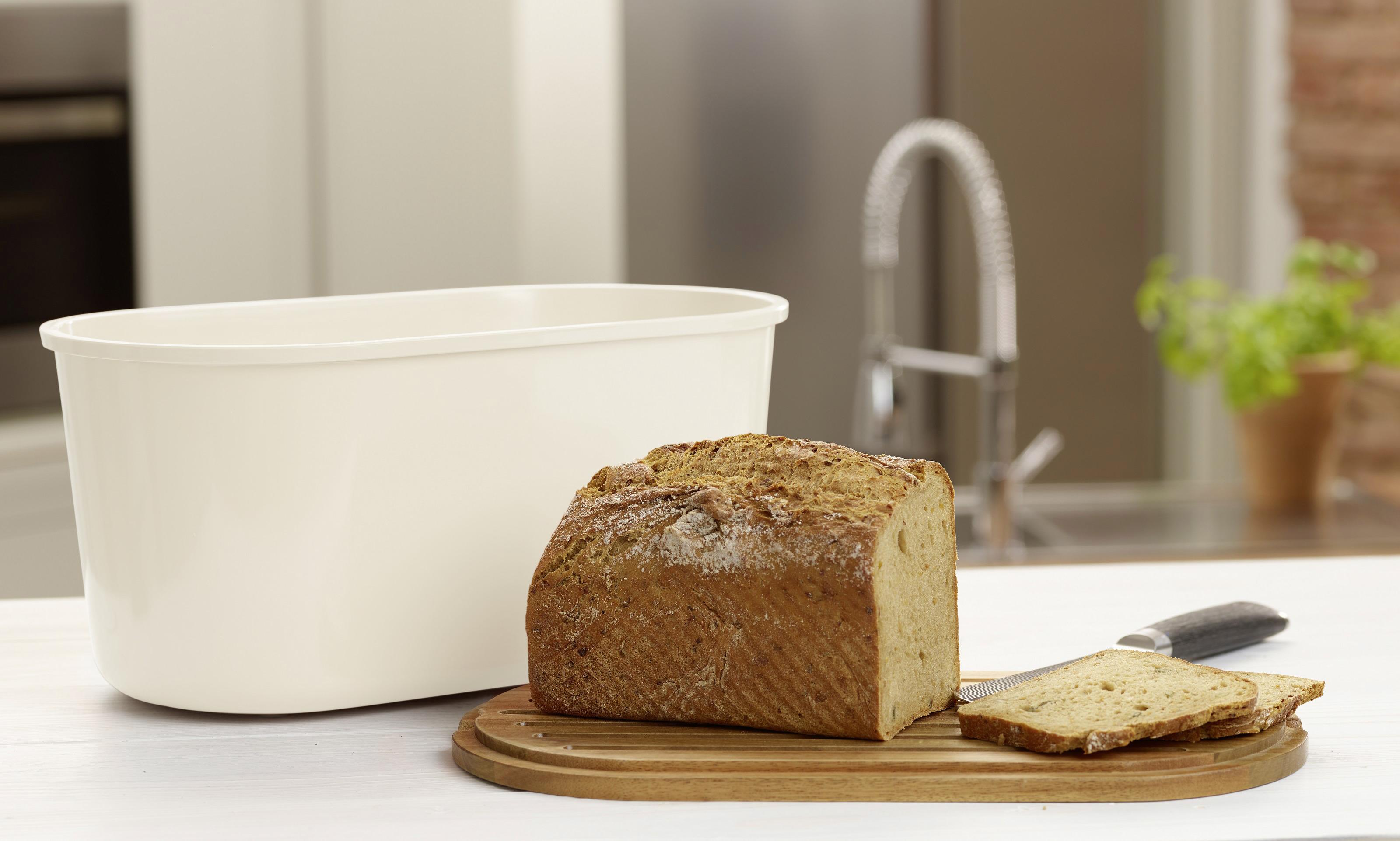Brotbox mit Holzdeckel Fresh ca. 37/21,5/17,2 cm - Creme/Akaziefarben, Trend, Holz/Kunststoff (37/21,50/17,20cm) - Echtwerk