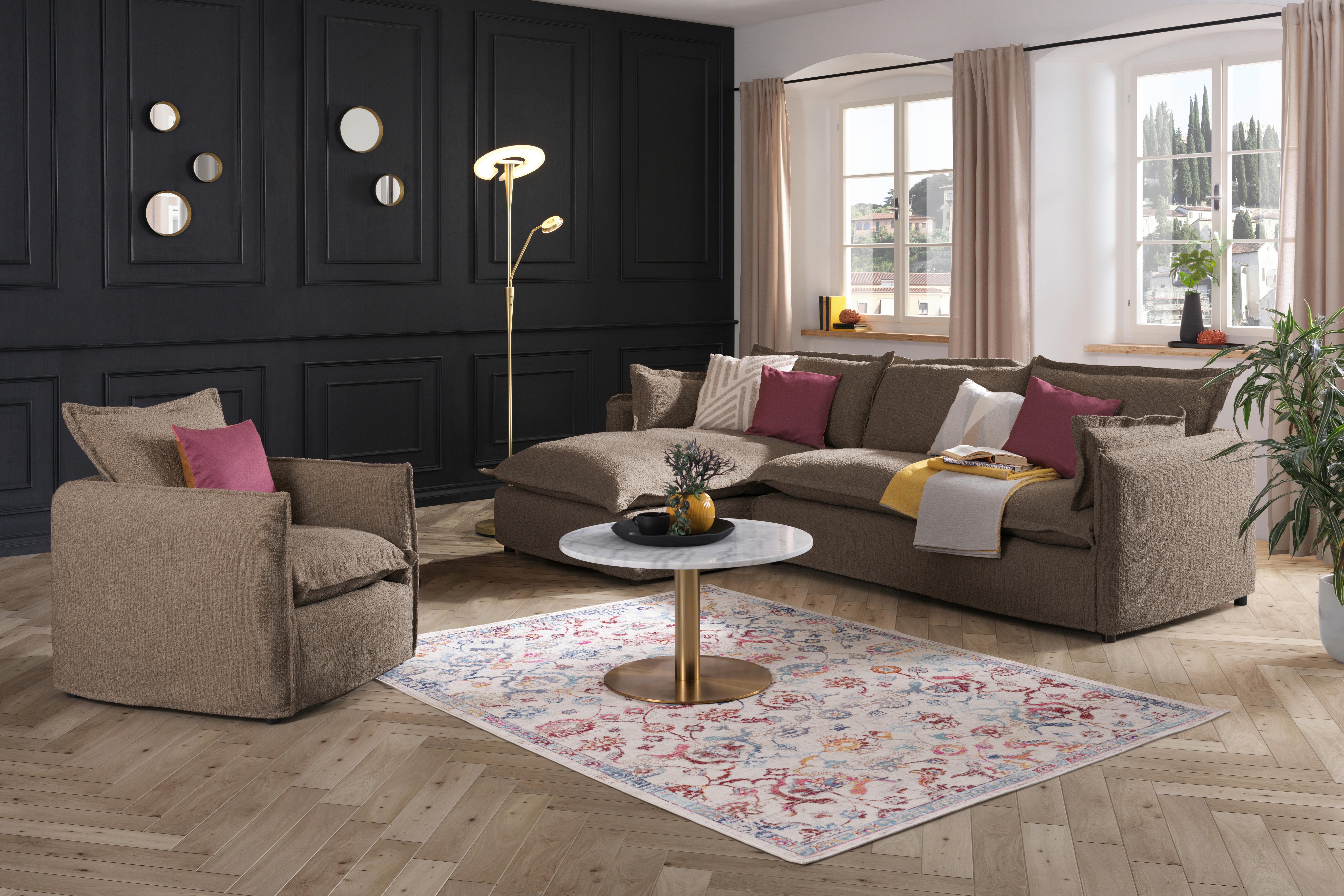 Ecksofa Toscana - Schwarz/Braun, Trend, Textil (165/295cm) - Livetastic