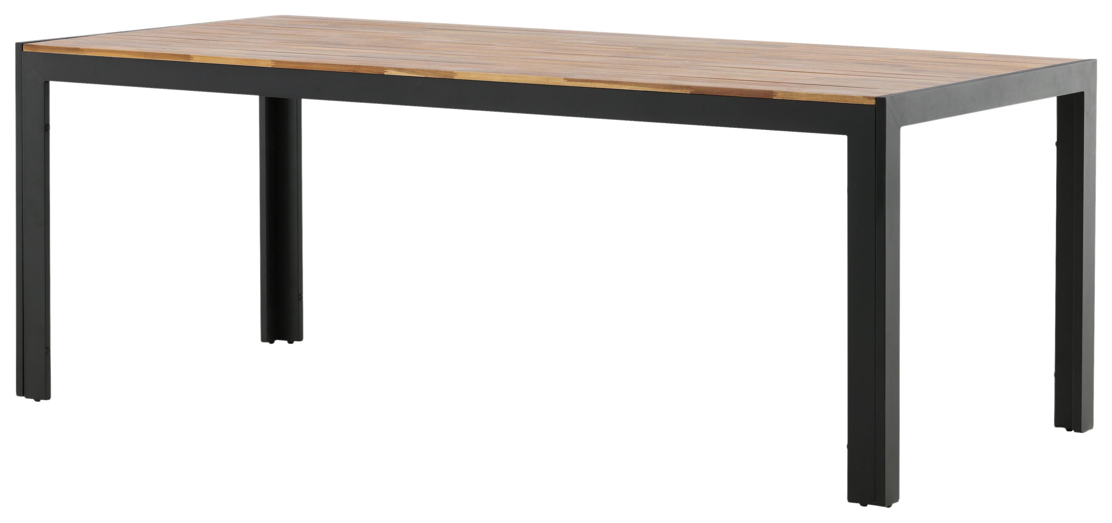 Gartentisch Bois Akazienholz /metall L 205 Cm - Schwarz/Akaziefarben, KONVENTIONELL, Holz/Metall (205/90/75cm) - Gardenson