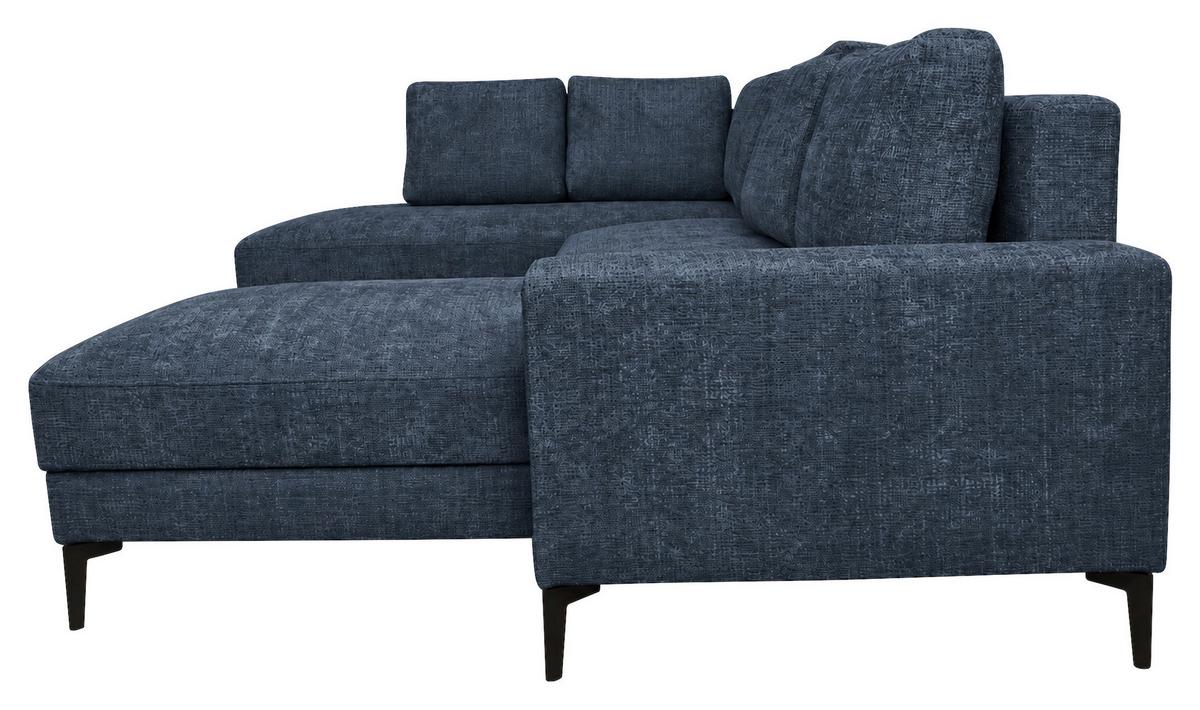 Wohnlandschaft Arizona mit Schlaffunktion, marineblau - Blau/Schwarz, KONVENTIONELL, Textil (196/339/165cm)