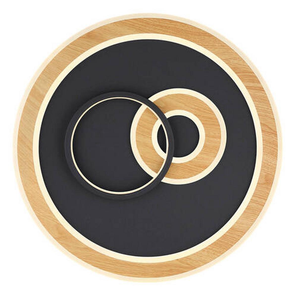 Led-deckenleuchte Ø 50 Cm Mit Smartphone-Steuerung - Opal/Schwarz, Design, Kunststoff/Metall (50/7cm) - Globo