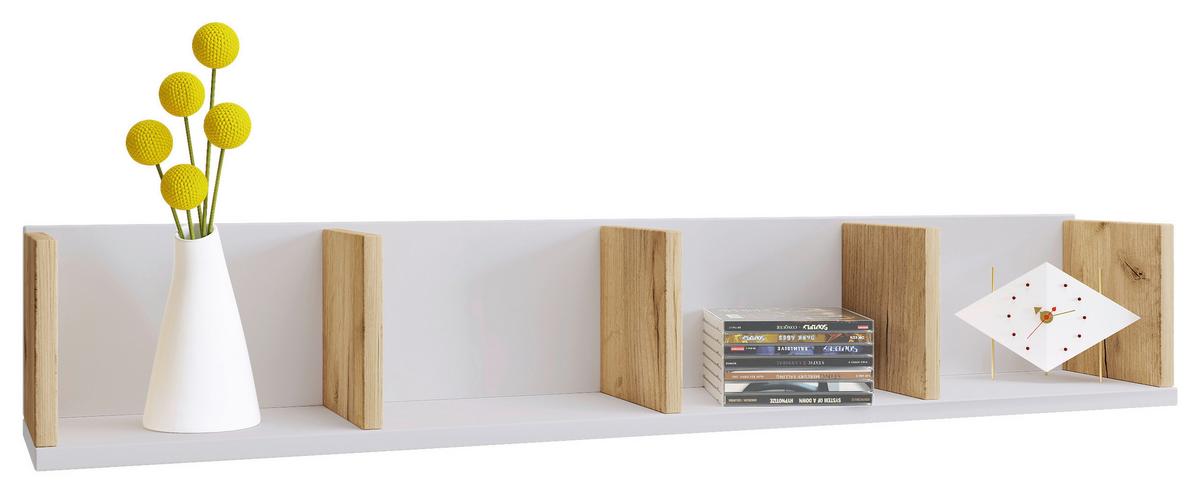 Wandregal Honsa Weiß, Honigeiche Dekor B: 97cm - Honigeiche/Weiß, Design, Holzwerkstoff (97/17/17cm) - MID.YOU