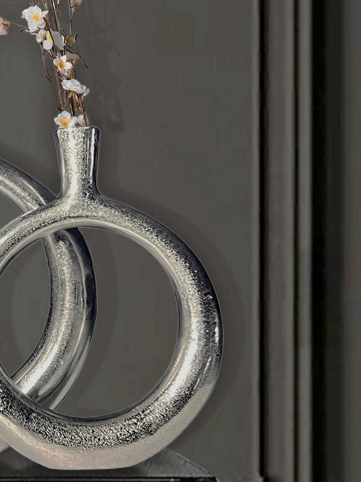 Dekovase 2er Set Silberfarben B: 35 cm - Silberfarben, Design, Metall (35/45/7cm) - Livetastic