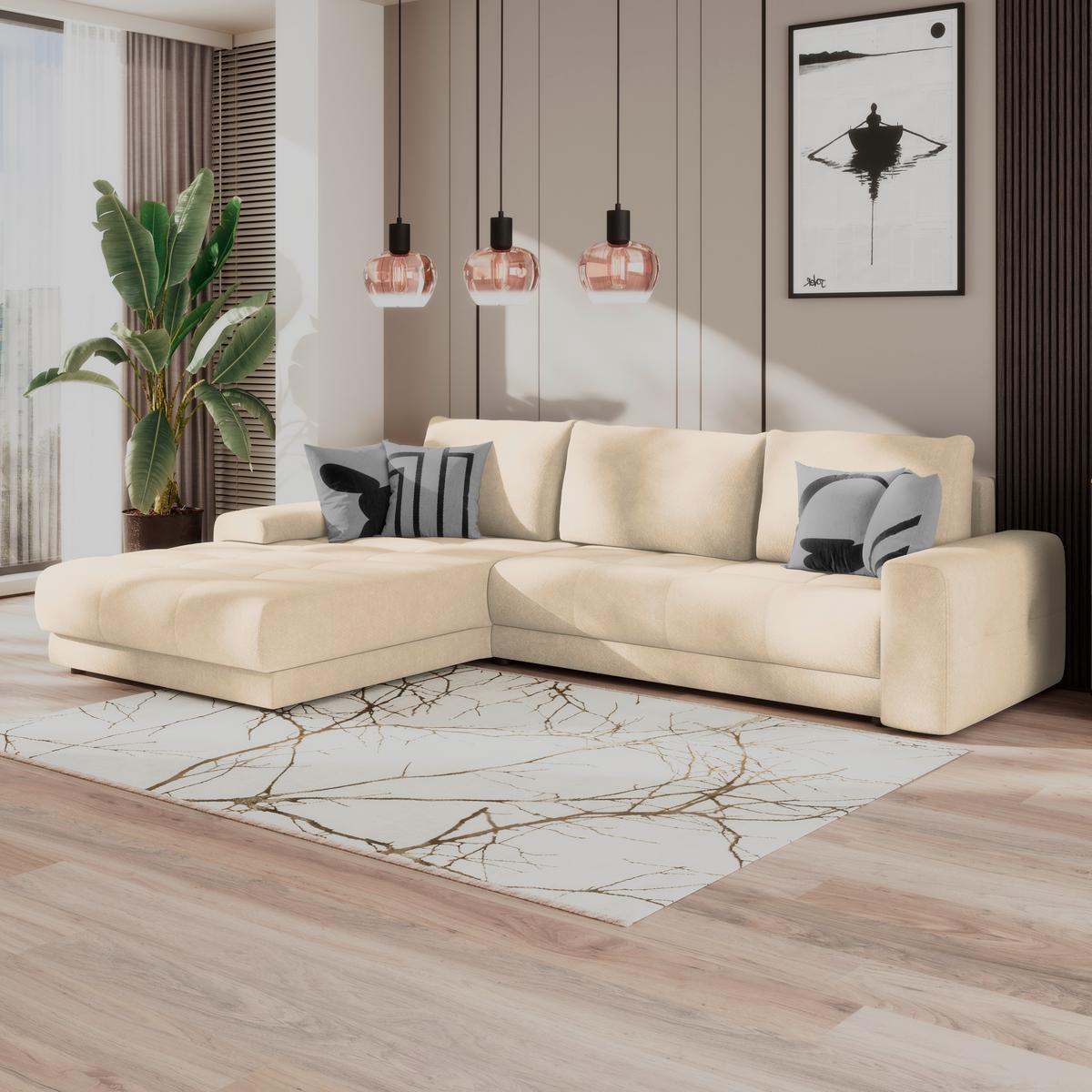 Ecksofa Adria Beige, S: 213x308 cm - Beige, Trend, Textil (213/308cm) - Luca Bessoni