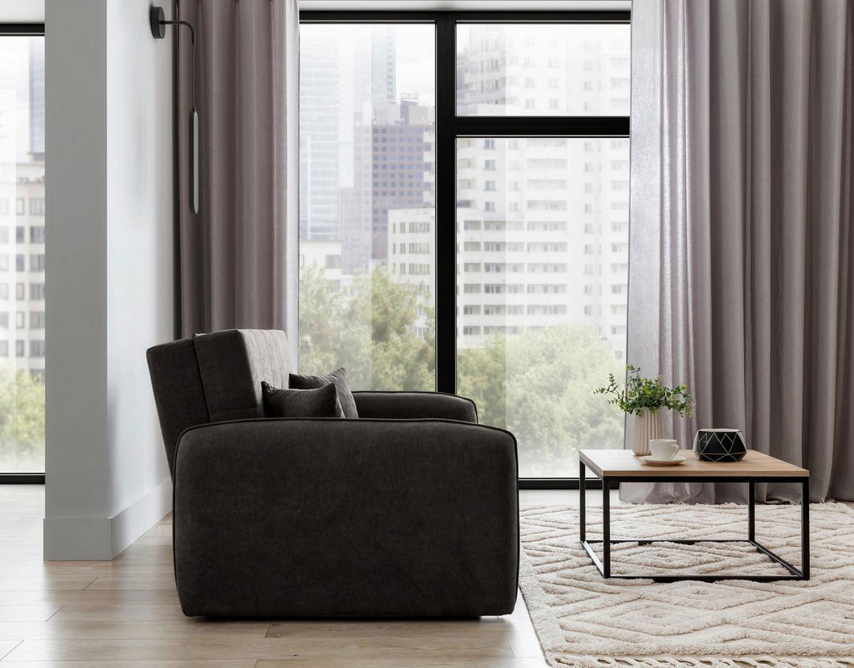 Schlafsofa Laine Dunkelgrau, B: 155 cm - Dunkelgrau/Silberfarben, Design, Textil (155/105/75cm) - MID.YOU