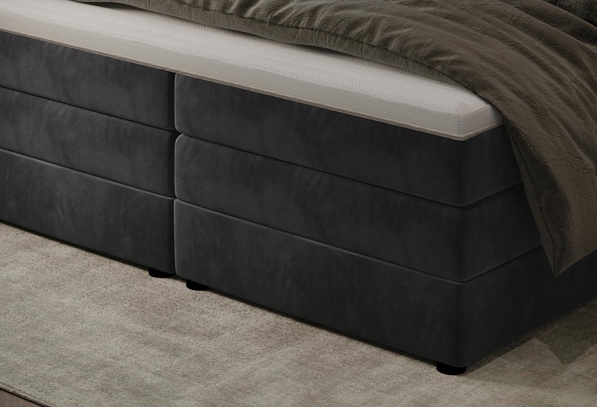 Boxspringbett Elio Schwarz 180x200 Cm H2 - Schwarz, ROMANTIK / LANDHAUS, Textil (184/121/212cm) - James Wood