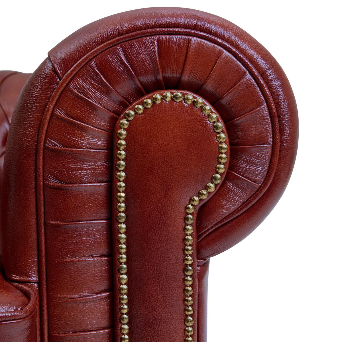 Polstersessel Mit Armlehnen Norwin Echtleder Rot - Rot/Nussbaumfarben, KONVENTIONELL, Leder (110/74/98cm) - Max Winzer