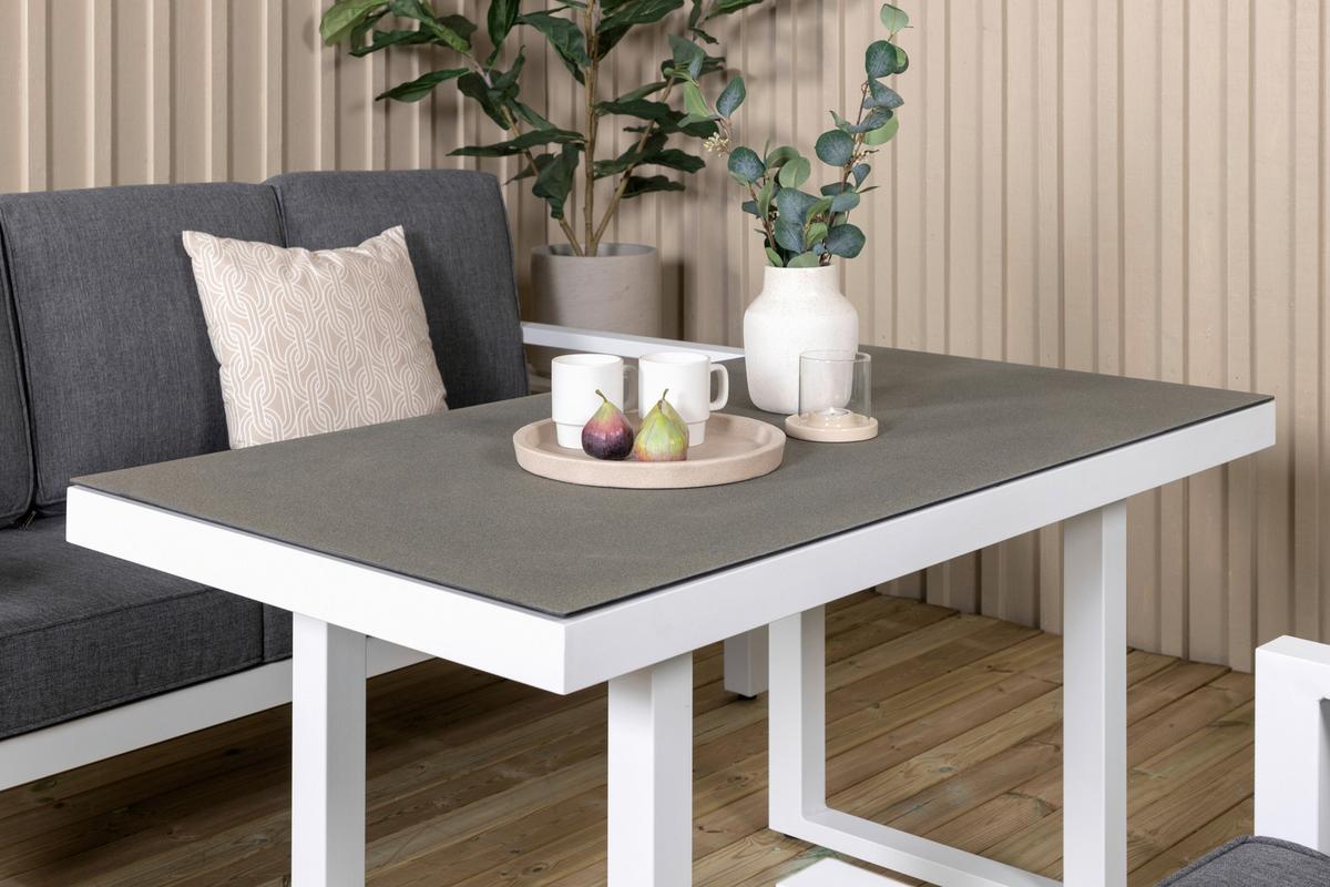 Loungegarnitur 4-tlg Barcelona Metall Mit Kissen - Weiß/Grau, Basics, Textil/Metall - Gardenson