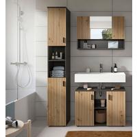 Badezimmer Mone Eiche Dekor B: 110cm - Schwarz/Eiche Artisan, Basics, Holzwerkstoff (110/192/30cm) - MID.YOU