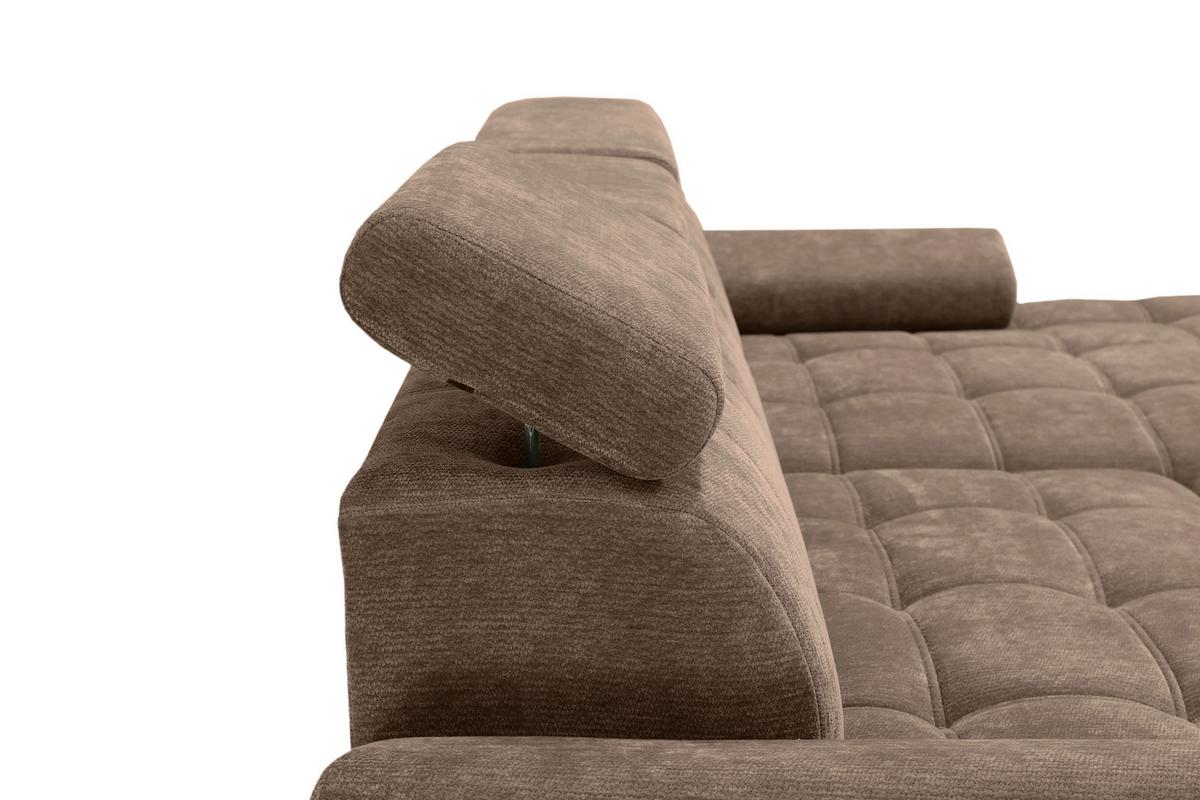 Rohová sedačka VEGAS, pravá, hnědá žinylka - černá/hnědá, Design, dřevo/textil (294/173cm)