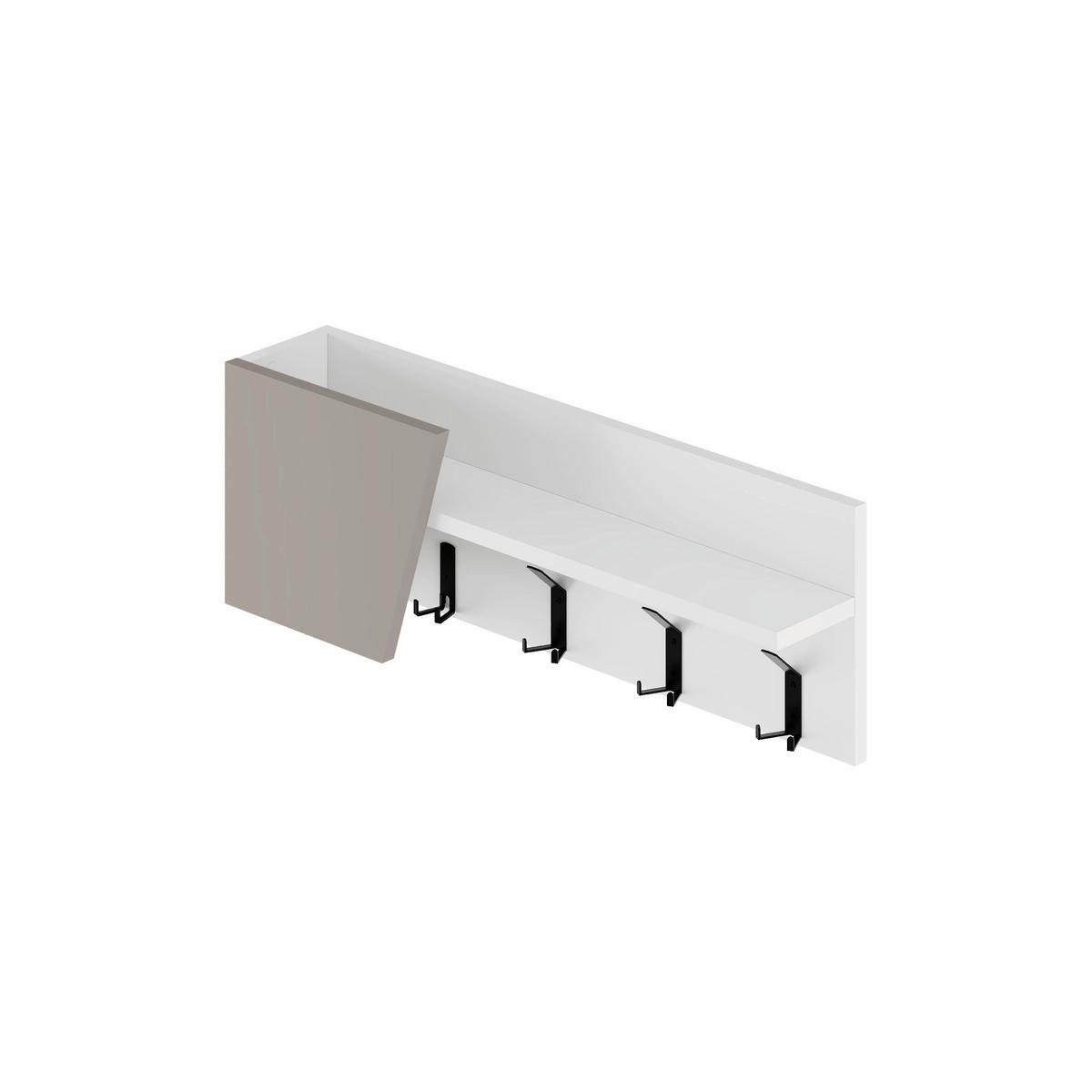 Wandgardarobe Eleva Weiß/Mokka B: 74 cm - Weiß/Mokka, Design, Holzwerkstoff/Metall (74/26/15.7cm) - Livetastic