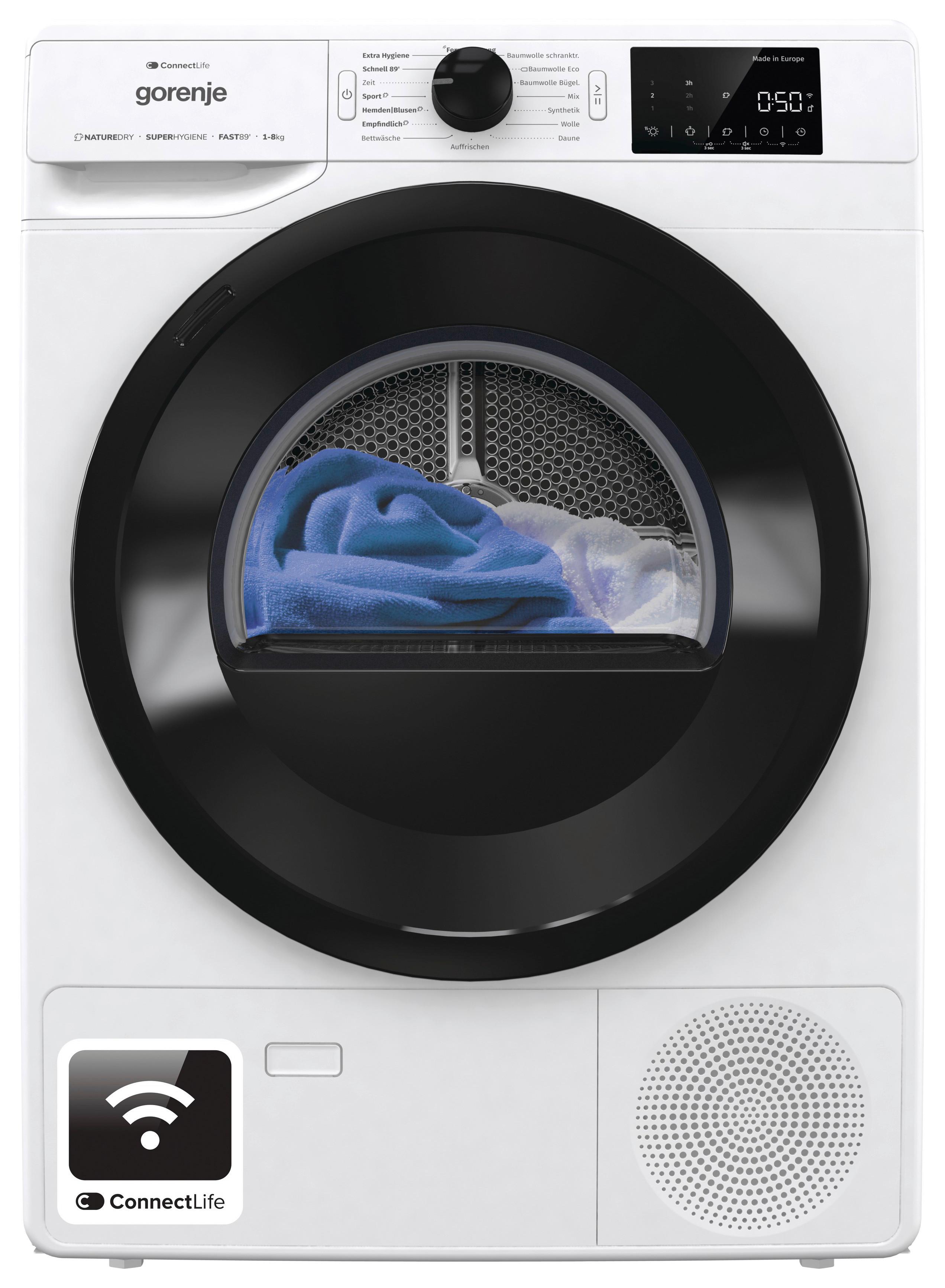 Wärmepumpentrockner Dpne82/Gn - Weiß, MODERN, Glas/Kunststoff (60/85/62,5cm) - Gorenje