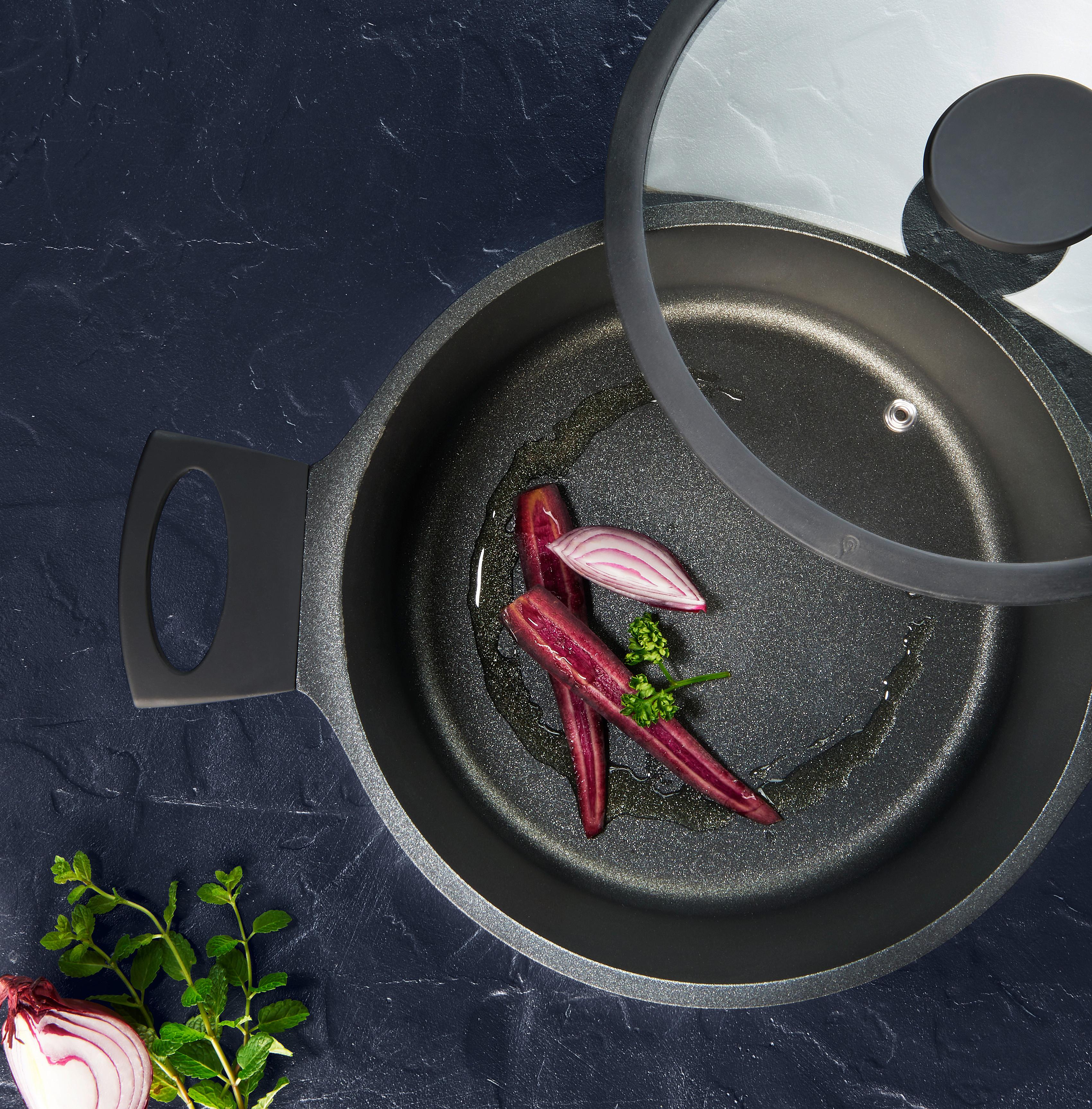 Hrnec s poklicí Black Line, 4,4l - černá/čiré, Konvenční, kov/plast (24/11,4cm) - Gourmesto
