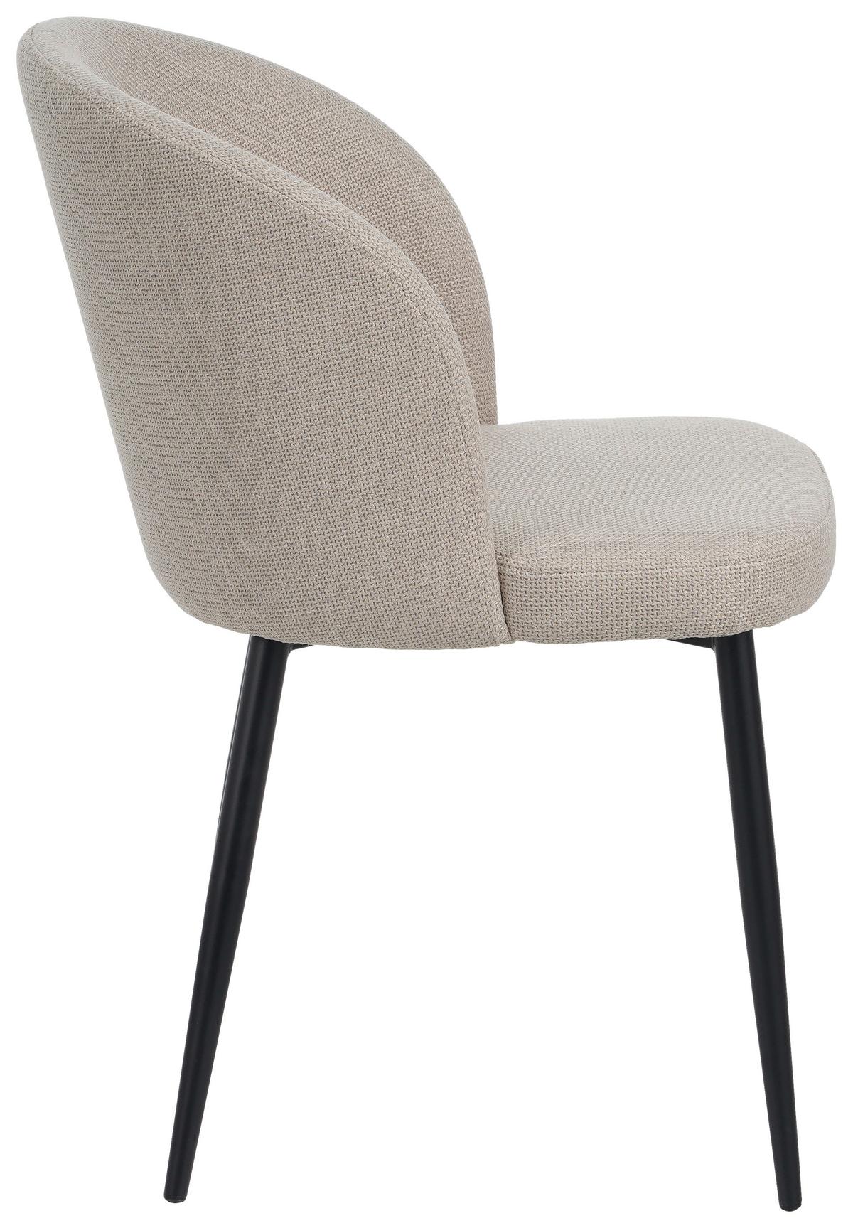 Vierfußstuhl Flo Webstoff Beige, B: 49 cm - Beige/Schwarz, KONVENTIONELL, Textil/Metall (49/78/58cm) - MID.YOU