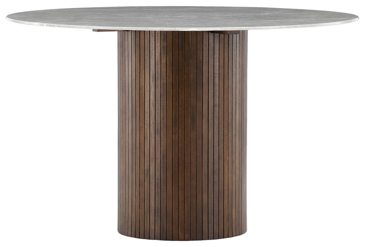 Esstisch Härön - Dunkelgrau/Braun, Design, Glas/Holz (120/120/74cm) - Livetastic