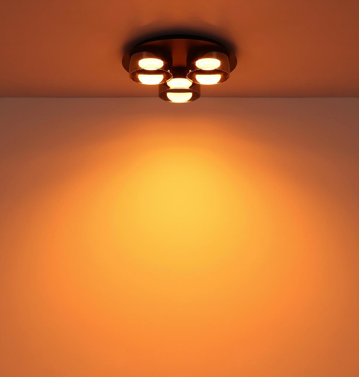 LED-Deckenleuchte 400lm - Schwarz/Grau, Design, Glas/Metall (35/9cm) - Globo