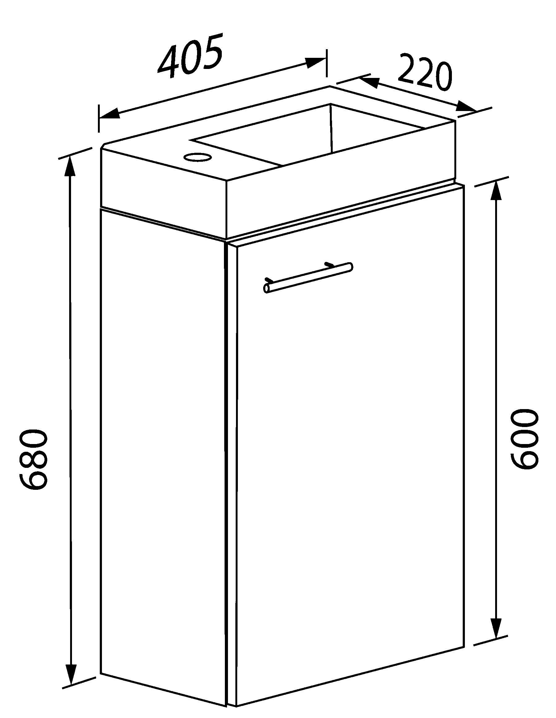 Bademöbel-Set SLITO von MID.YOU aus Dekor in Schwarz mit Waschbecken Maße