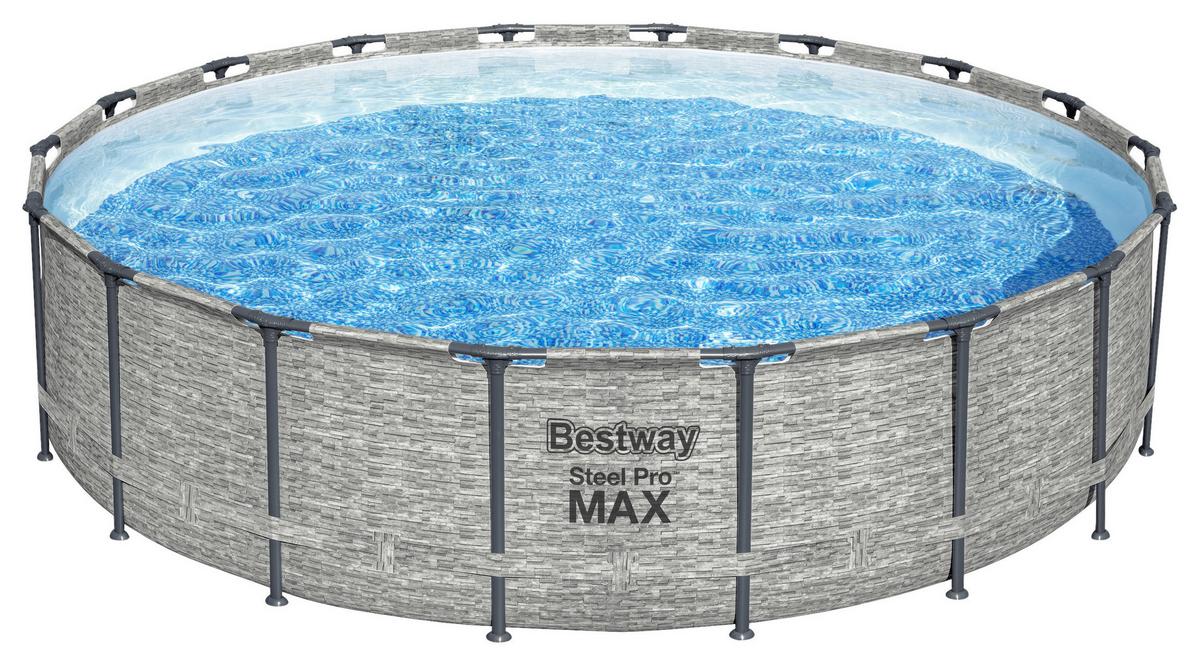 Bestway Stahlwandpool Rund Steven Mit Pumpe ⌀ 549 Cm - Blau/Grau, Basics, Kunststoff/Metall (549/122cm) - Bestway