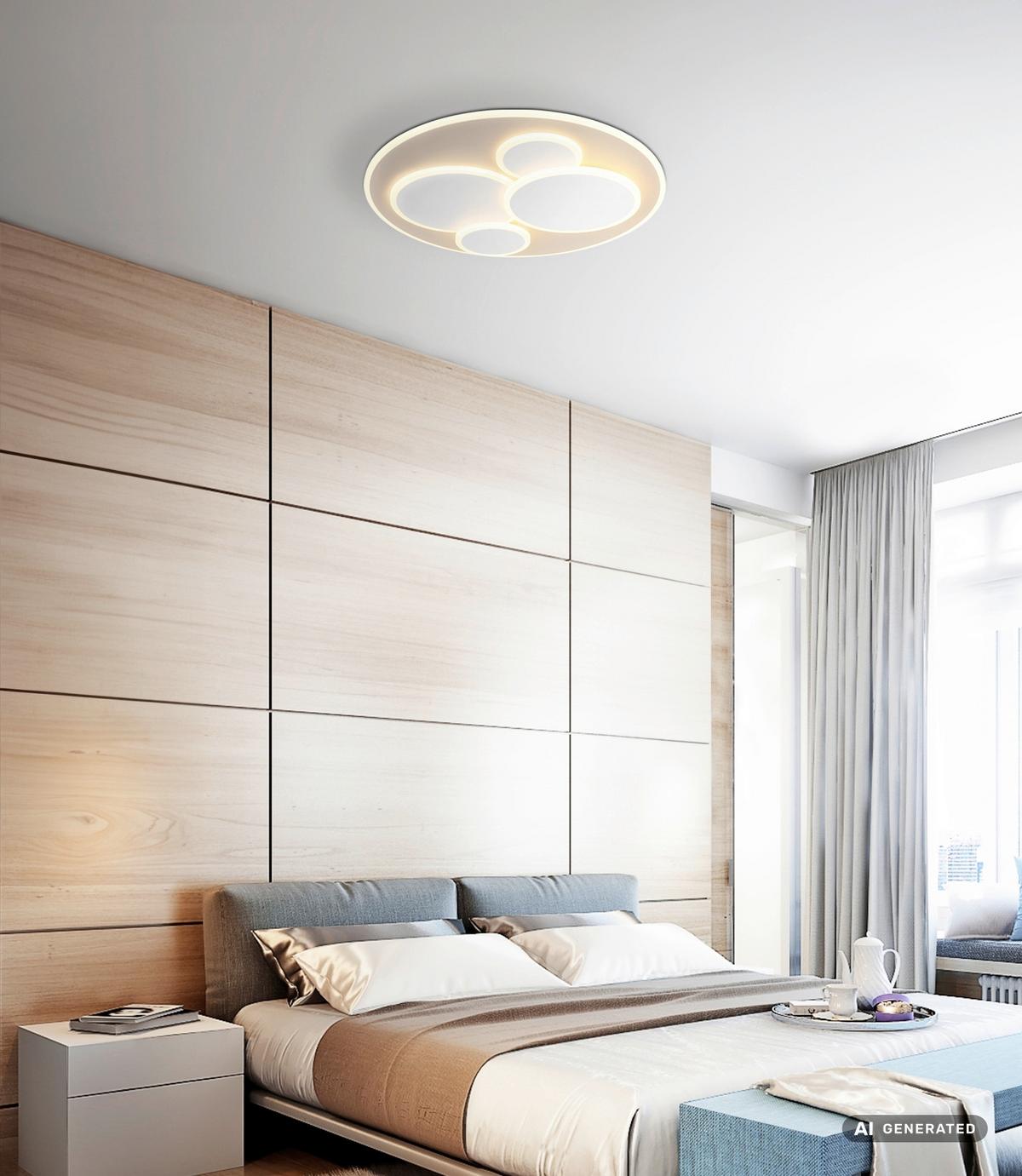 STROPNÍ LED SVÍTIDLO ROLAND - bílá/pískové barvy, Moderní, kov/plast (49/49/5,5cm) - Mömax